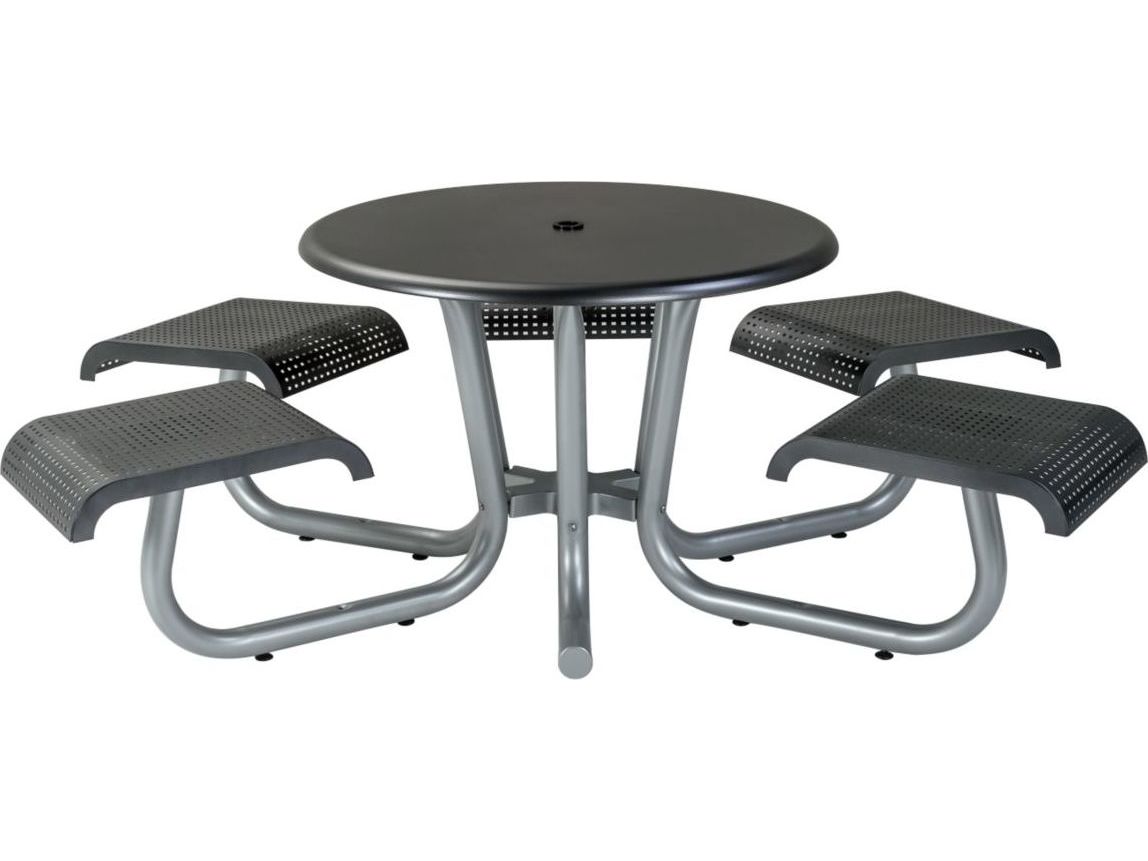 Tropitone District 42 Round Steel Dining Table with 5 Seats (ADA Compliant) TP4C1642HF1