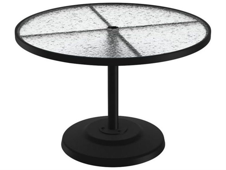 Tropitone Acrylic Cast Aluminum 4''Wide Round KD Pedestal Dining Table