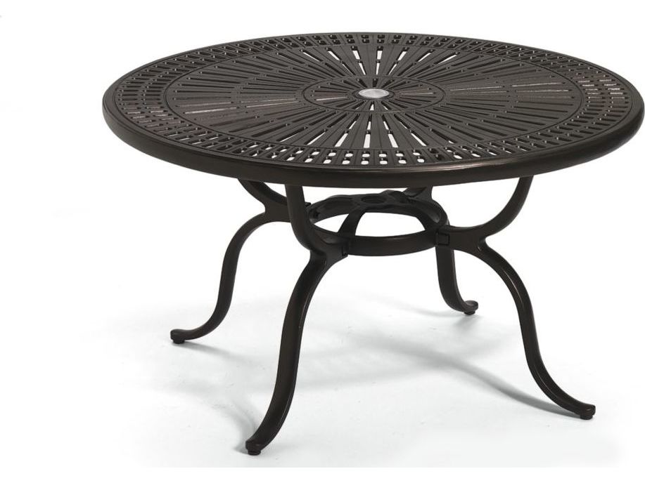 Tropitone Kd Spectrum Cast Aluminum 43 Round Chat Table with Umbrella