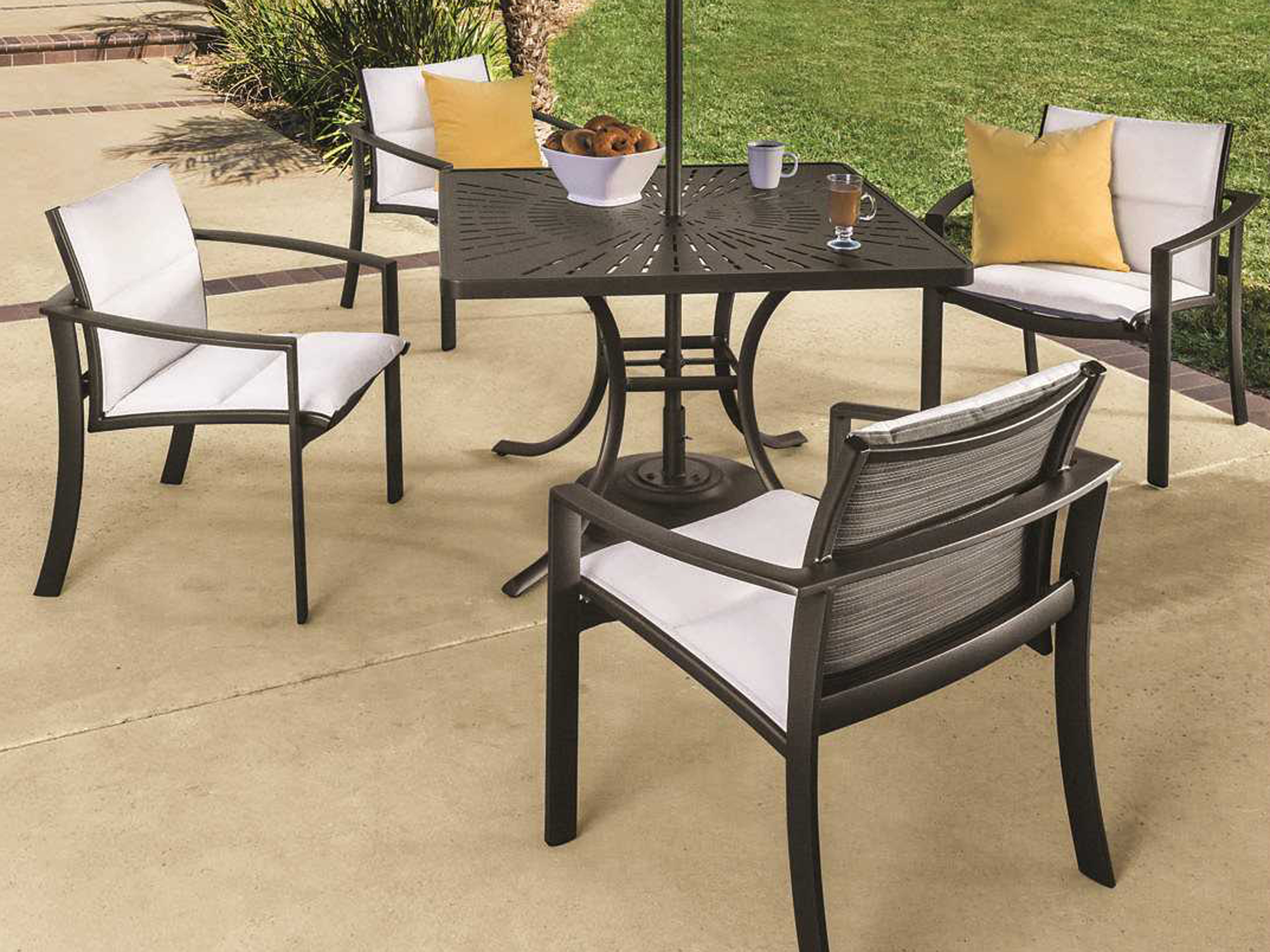 Tropitone Kor Padded Sling Aluminum Dining Set TPKORDINSET