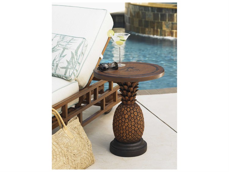 Tommy Bahama Outdoor Alfresco Living Aluminum Pineapple Table Round End Table TR3100200