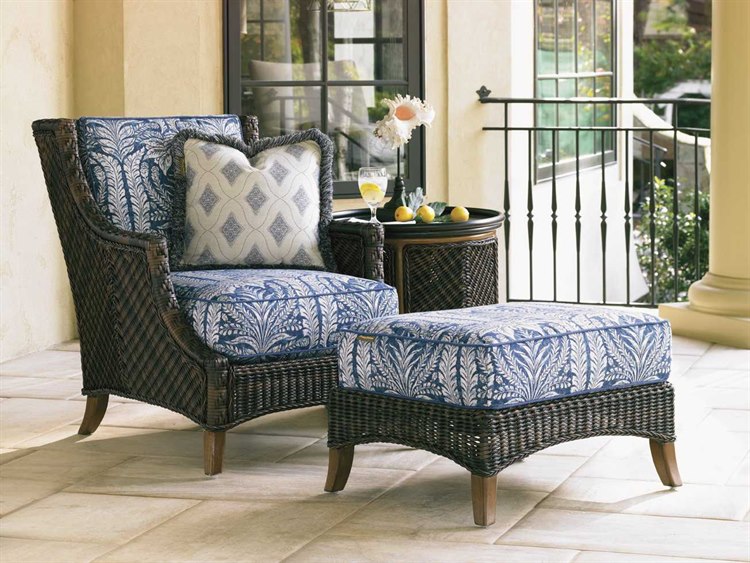 Tommy Bahama Outdoor Island Estate Lanai Wicker Lounge Chair & Ottoman