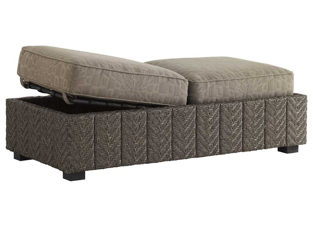 Tommy Bahama Outdoor Blue Olive Wicker Storage Ottoman 323044ST