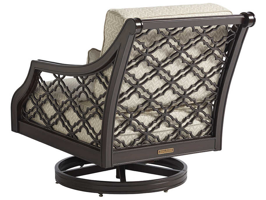 Tommy Bahama Outdoor Black Sands Cast Aluminum Cushion Swivel Rocker