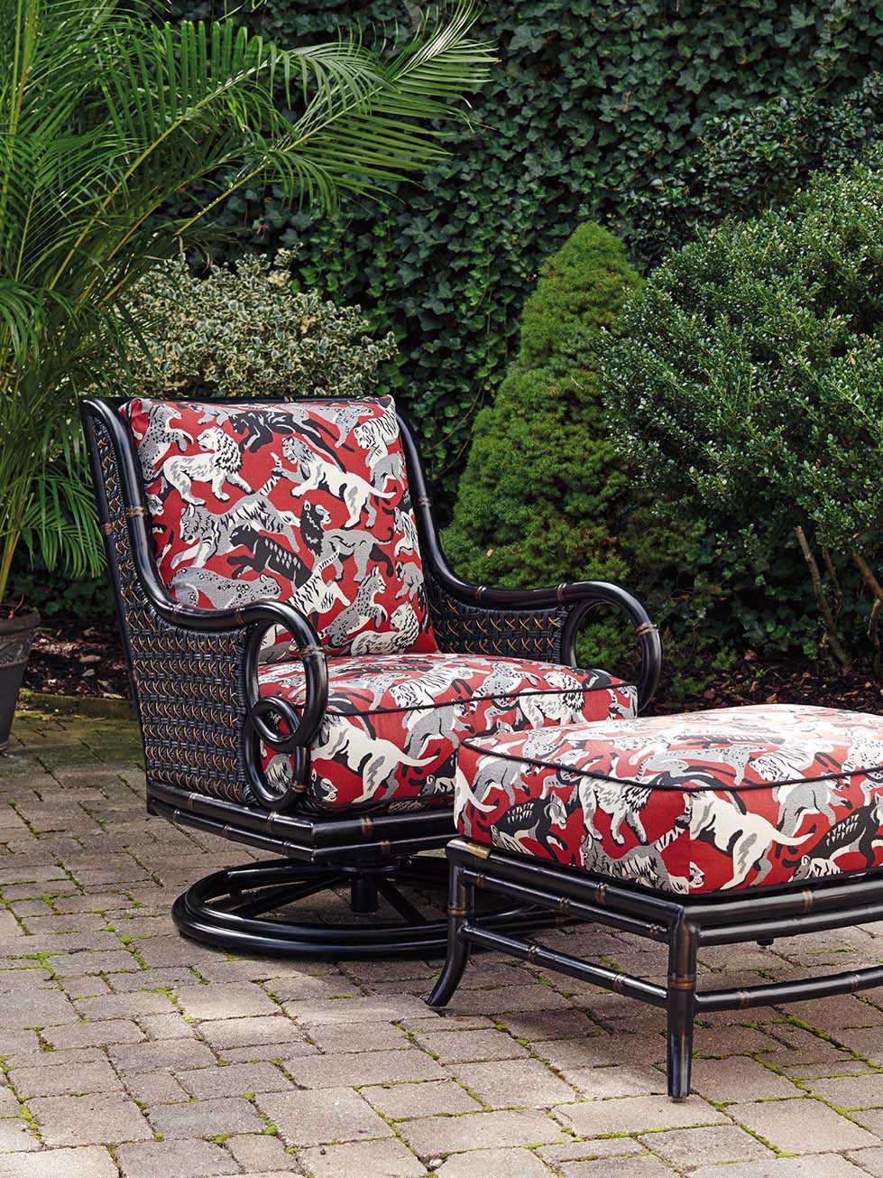 Tommy Bahama Outdoor Marimba Wicker Swivel Rocker Lounge Chair