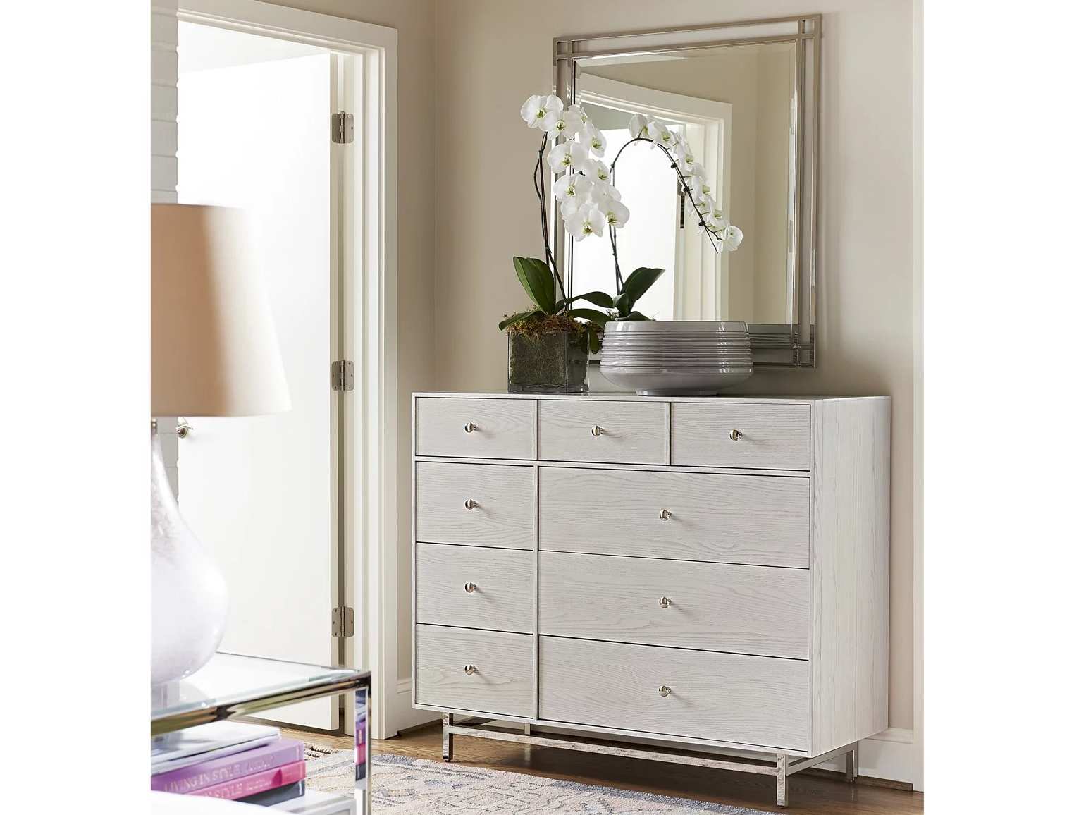 Universal Furniture Paradox Ivory / Polished Stainless Steel Nine