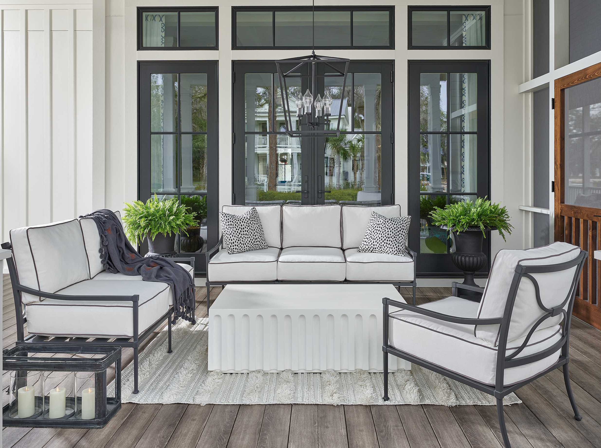 Coastal Living Outdoor Quick Ship Abaco White Concrete Rectangular Coffee Table UOFU012810