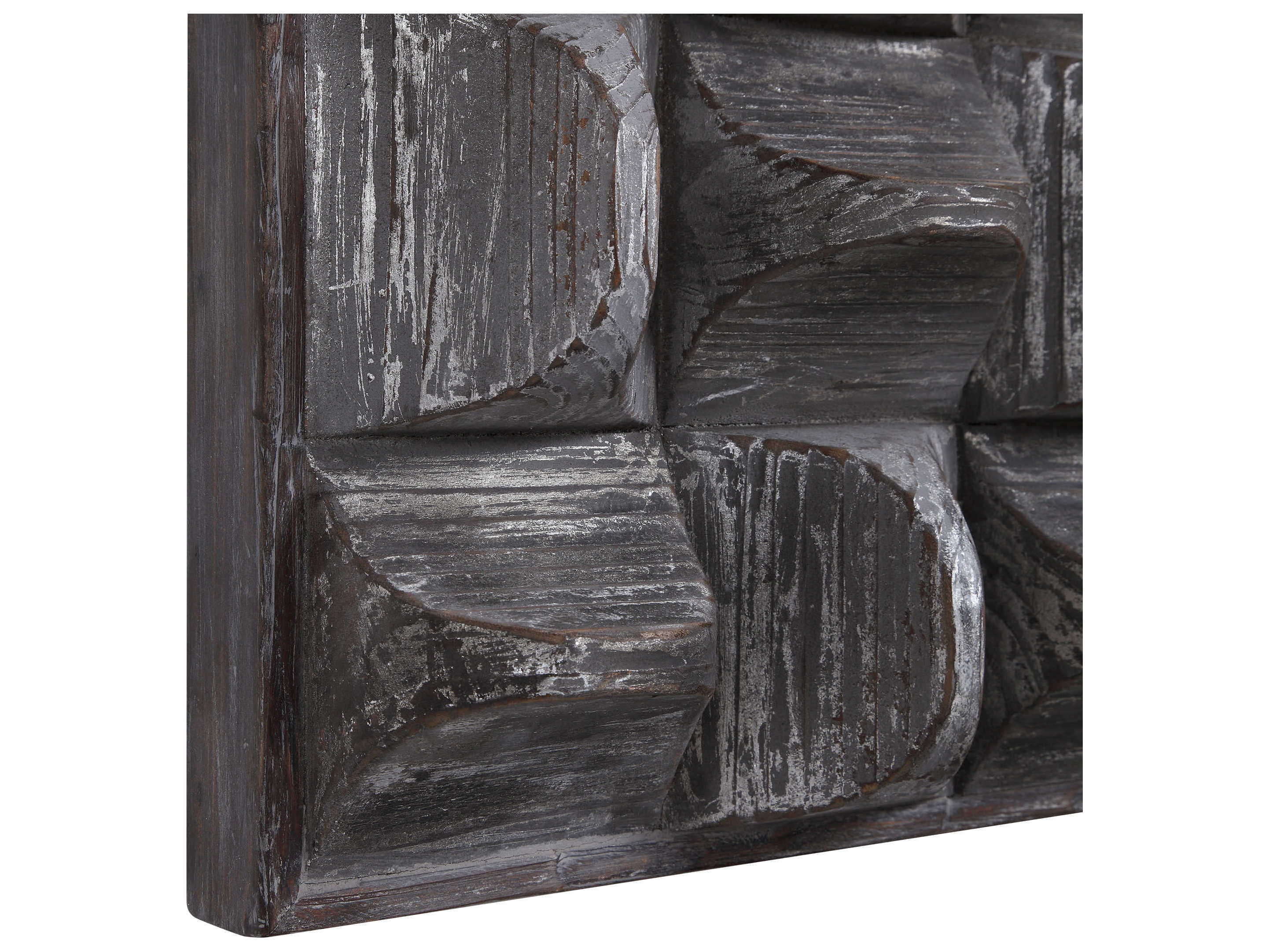 Uttermost Pickford Distressed Aged Gray Wash / Silver Wood Wall Art