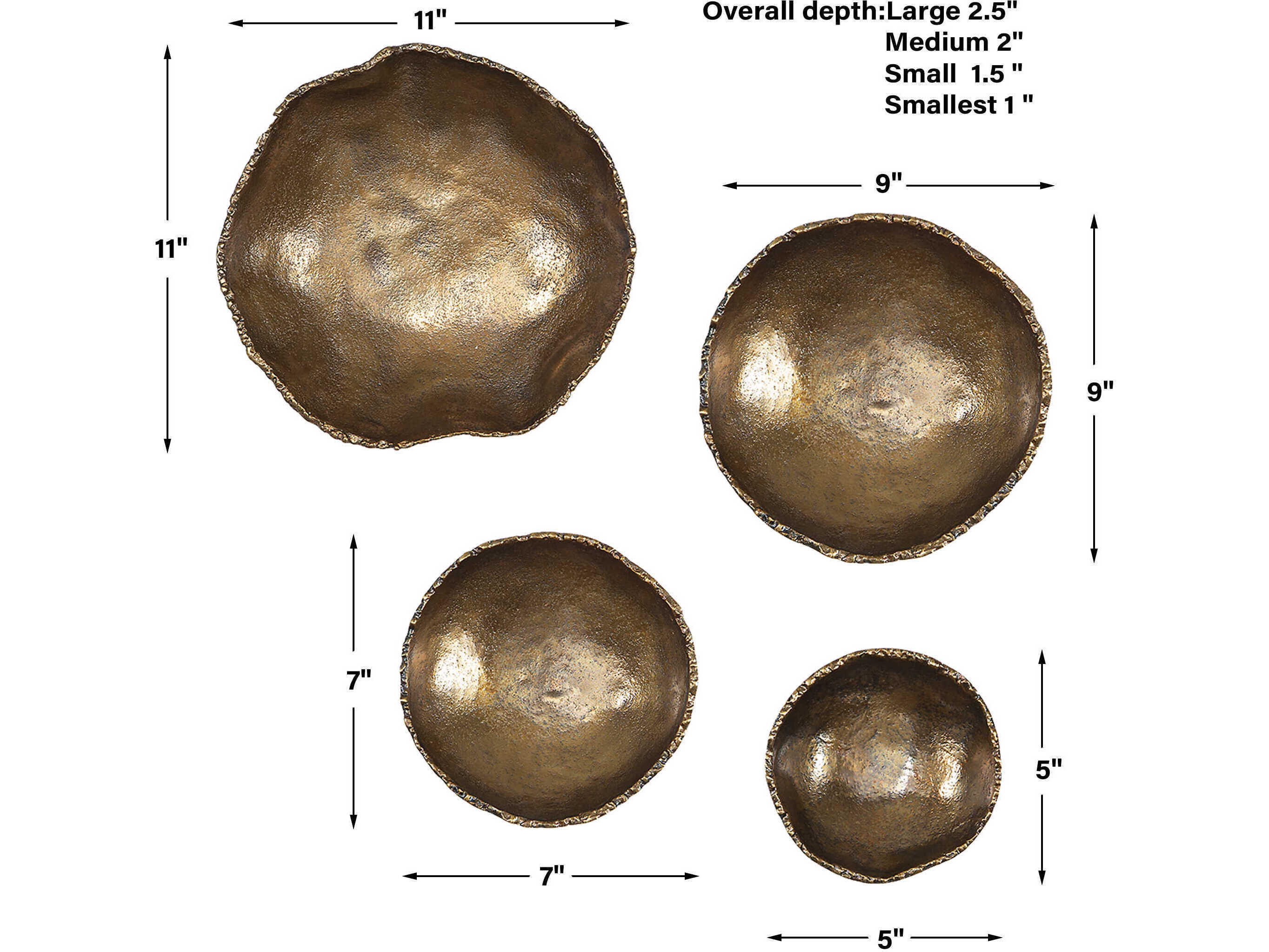 Uttermost Lucky Coins Vintage Brass Metal Wall Bowls (Set of 4) UT04299