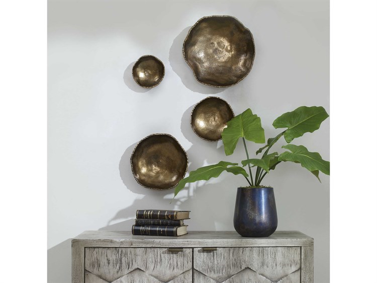 Uttermost Lucky Coins Vintage Brass Metal Wall Bowls (Set of 4) UT04299