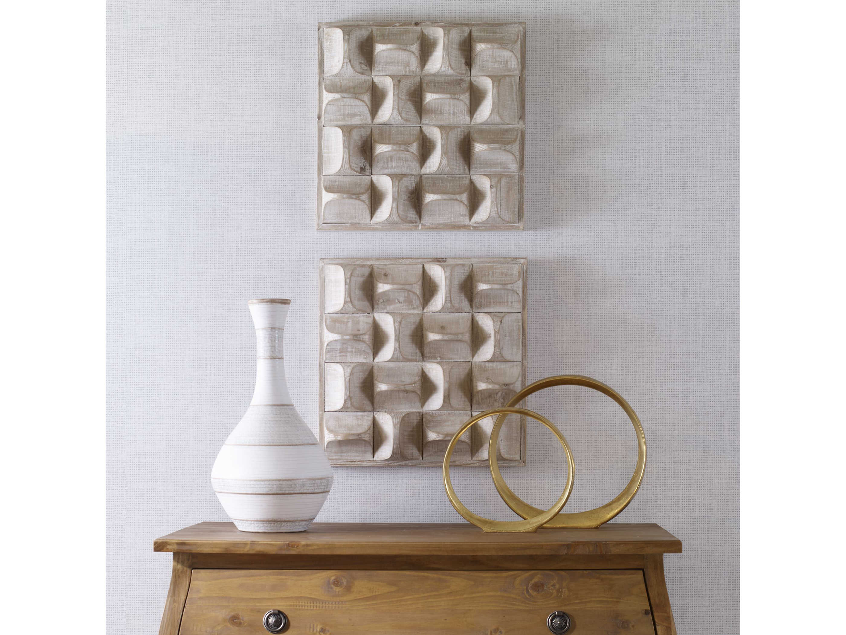 Uttermost Pickford Distressed Natural Wash / Ivory Wood Wall Art UT04329