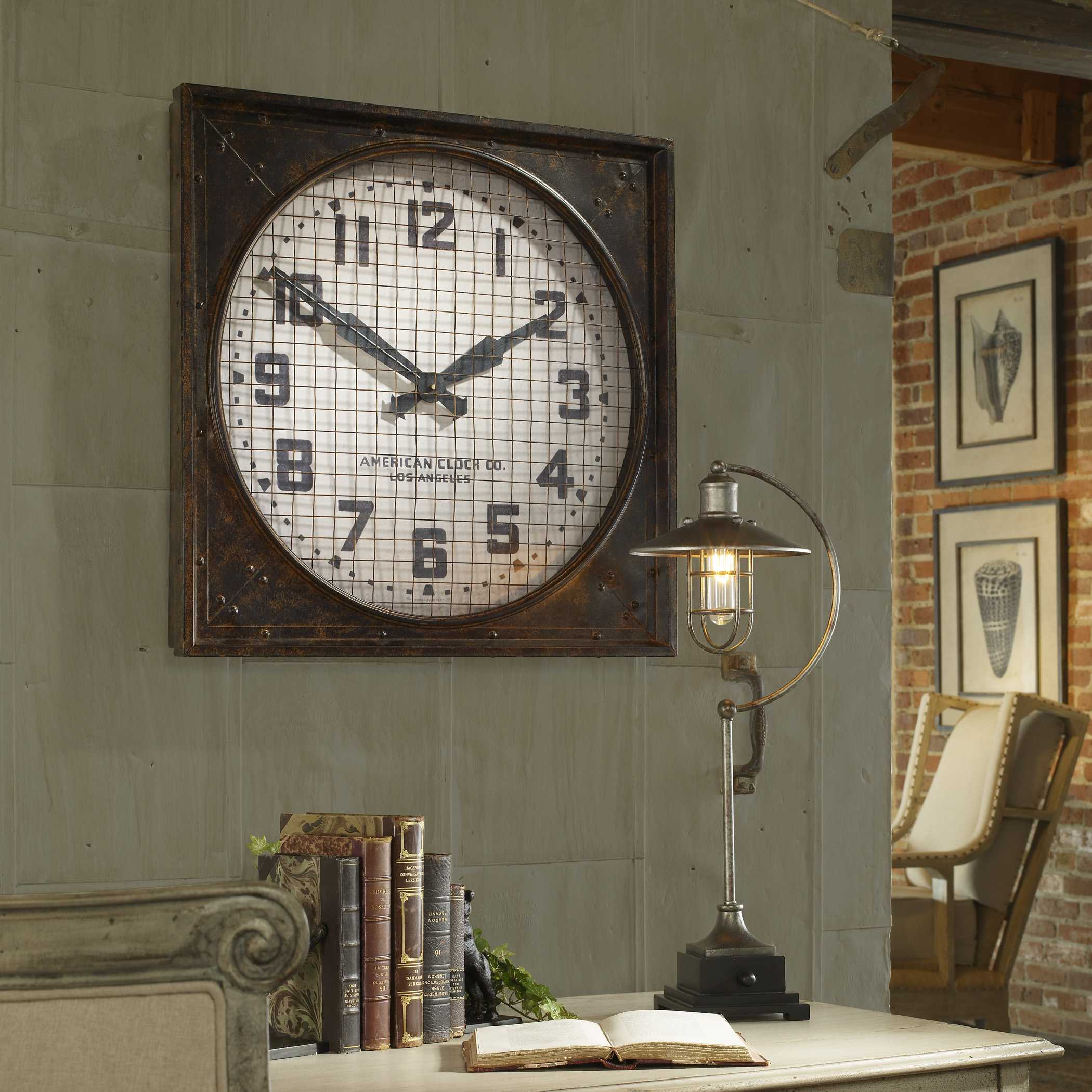 Uttermost Warehouse with Grill Wall Clock UT06083