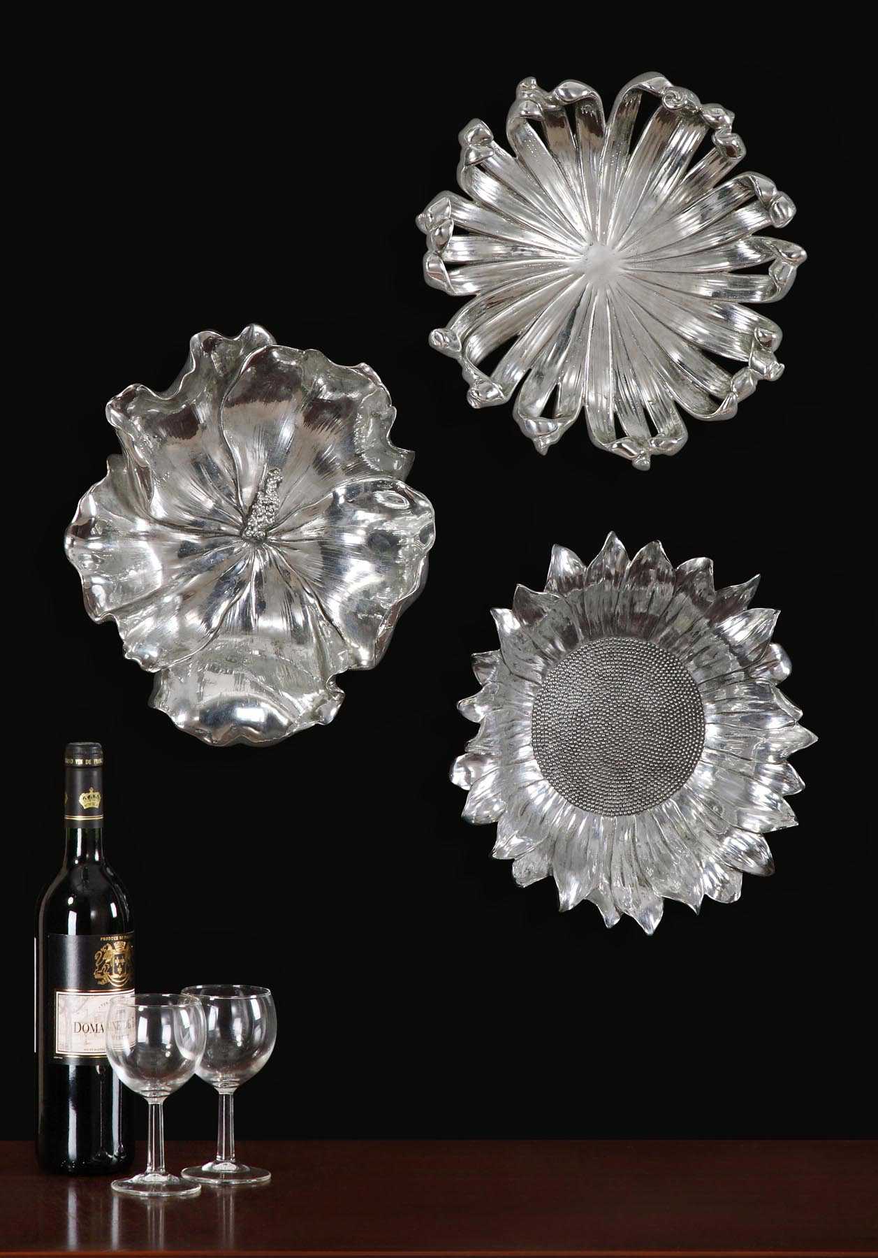 Uttermost Silver Flowers 3 Piece Wall Art UT08503