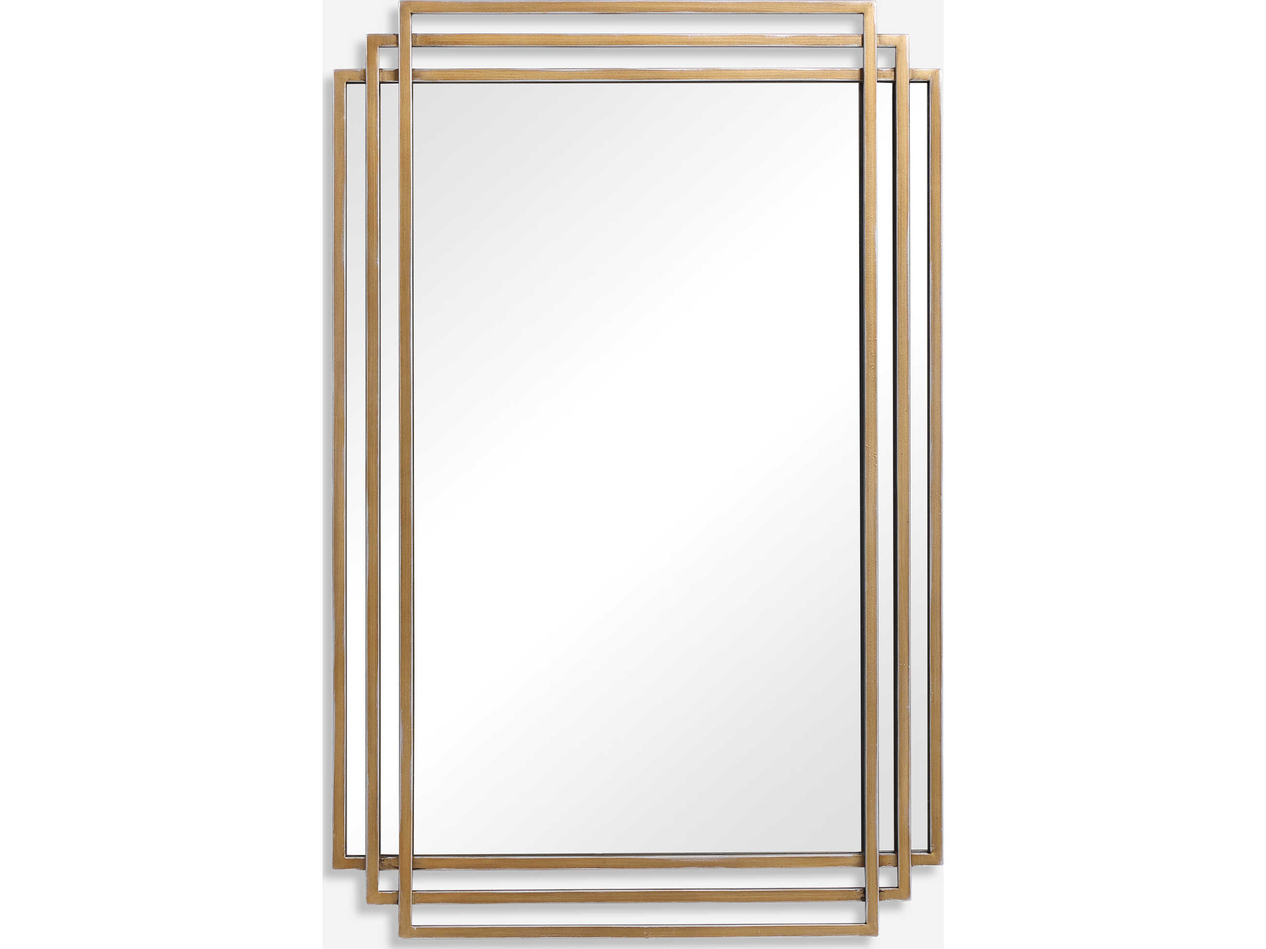 Uttermost Amherst Distressed Brushed Gold Rectangular Wall Mirror UT09688
