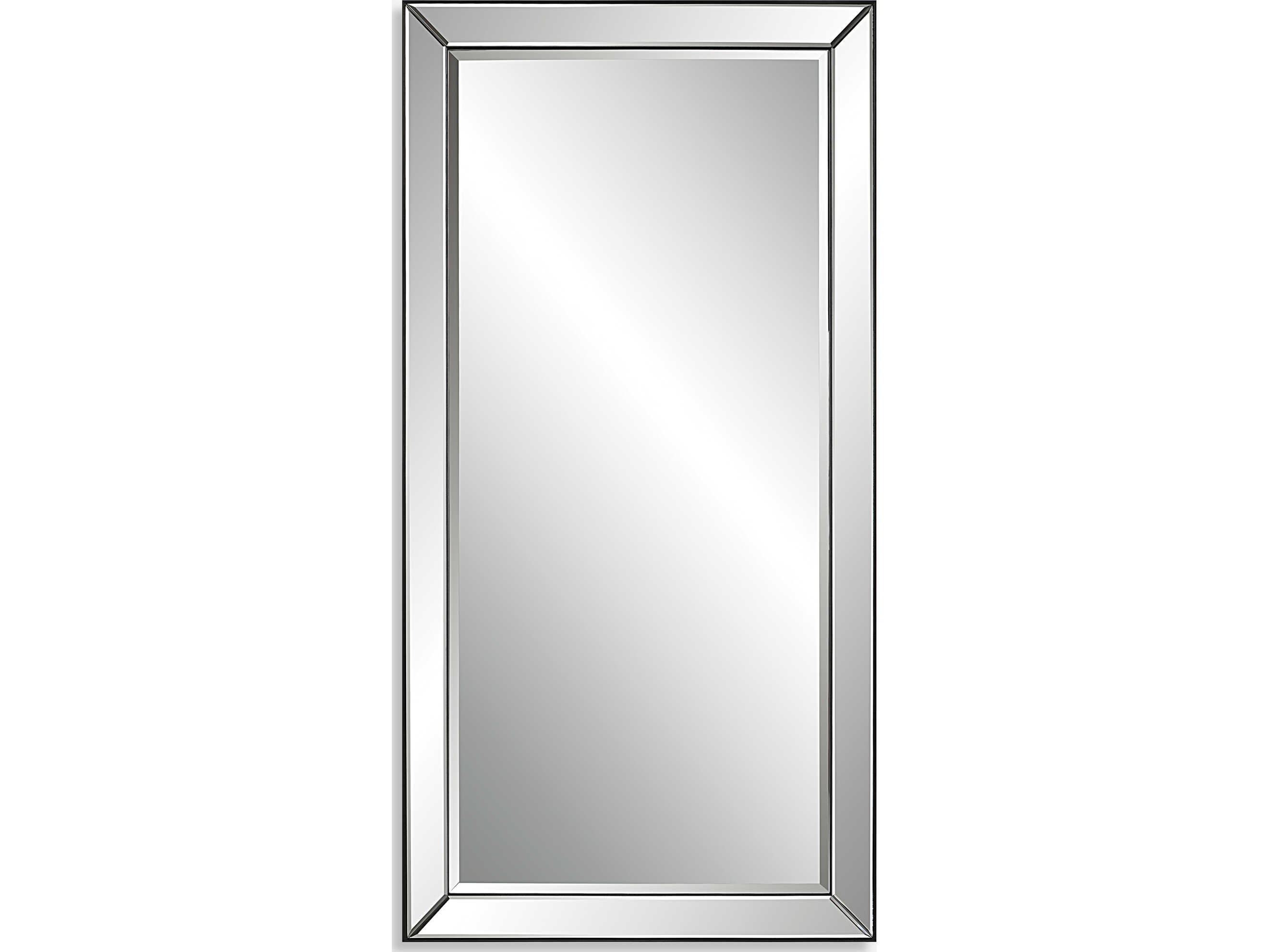 Uttermost Lytton Black / Mirrored 24''W x 48''H Rectangular Wall Mirror