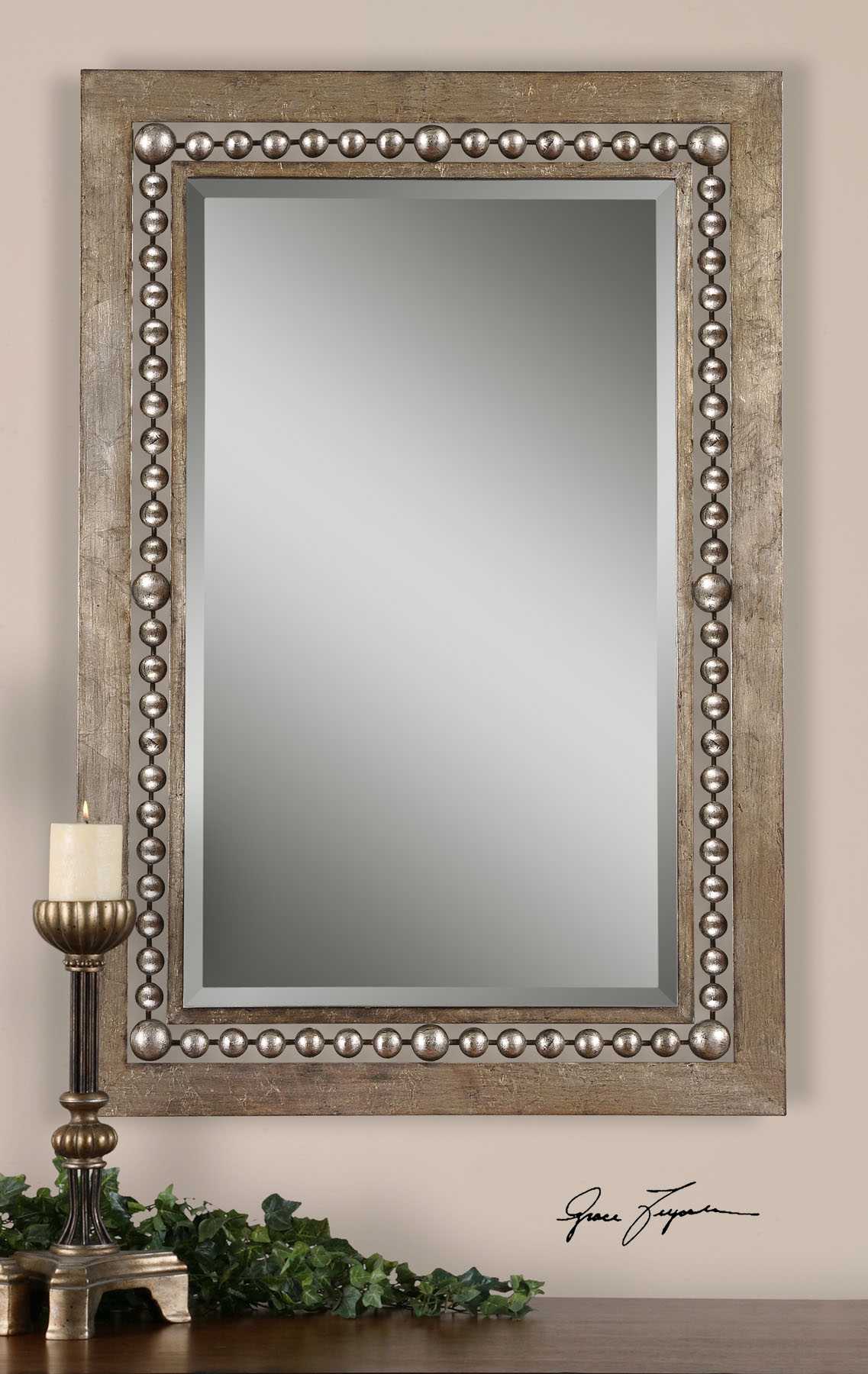 Uttermost Fidda 33 x 49 Antique Silver Wall Mirror UT13724