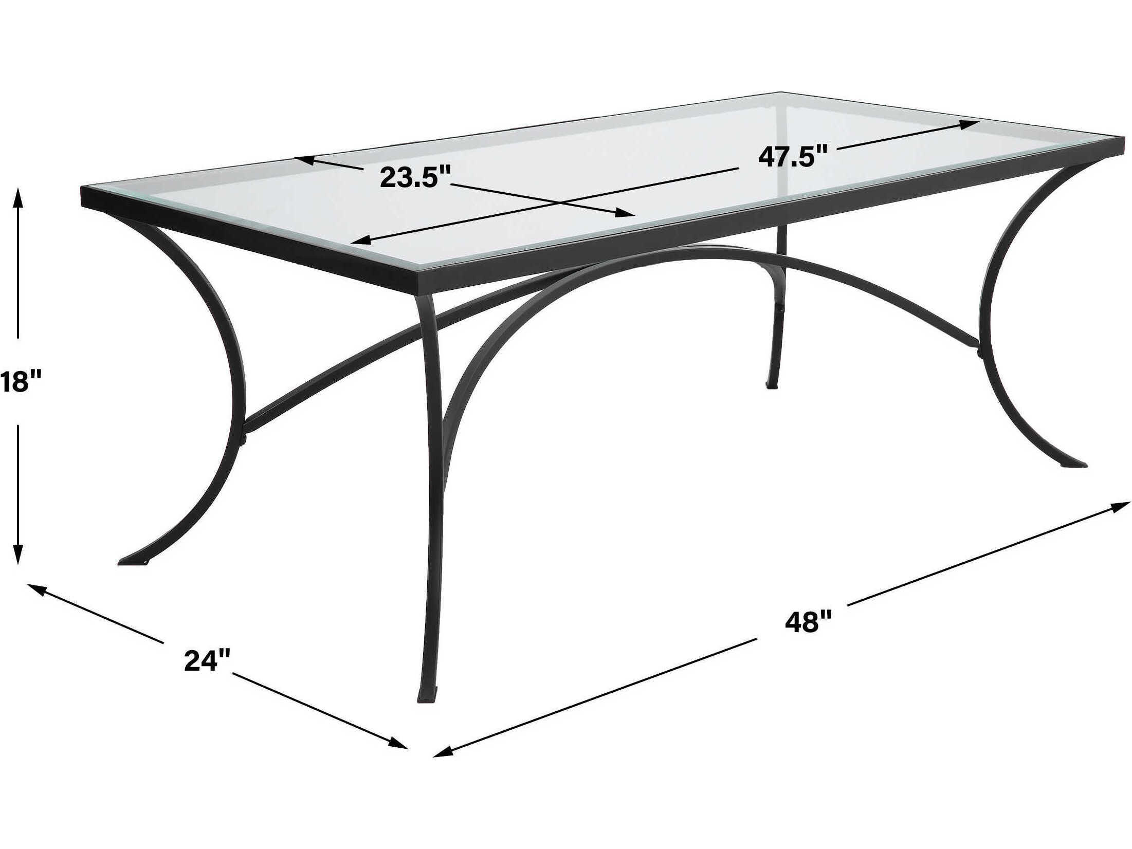 Uttermost Alayna 48" Rectangular Glass Satin Black Coffee Table UT22909