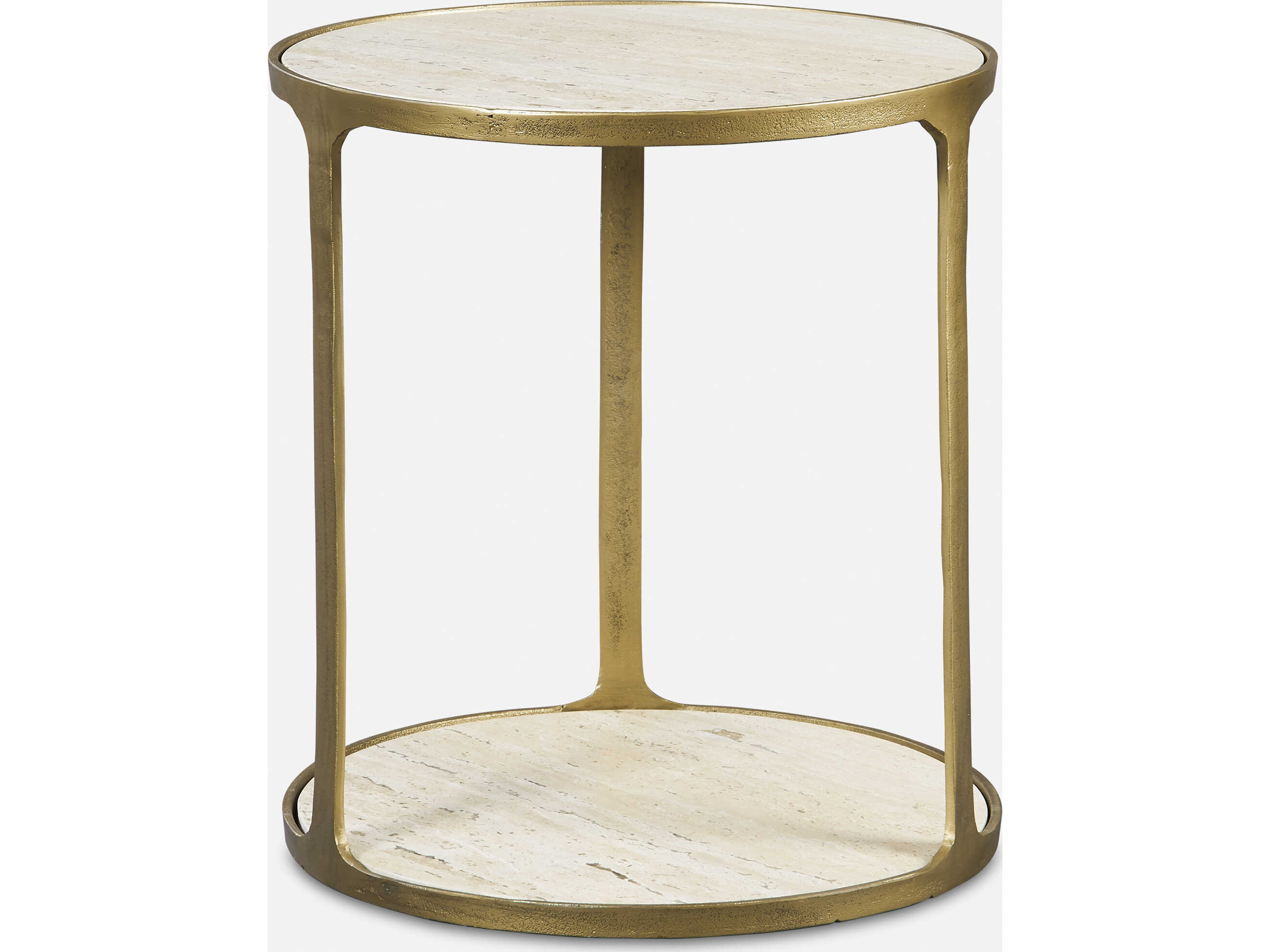 Uttermost Clench 21" Round Stone Antique Brass End Table UT22968