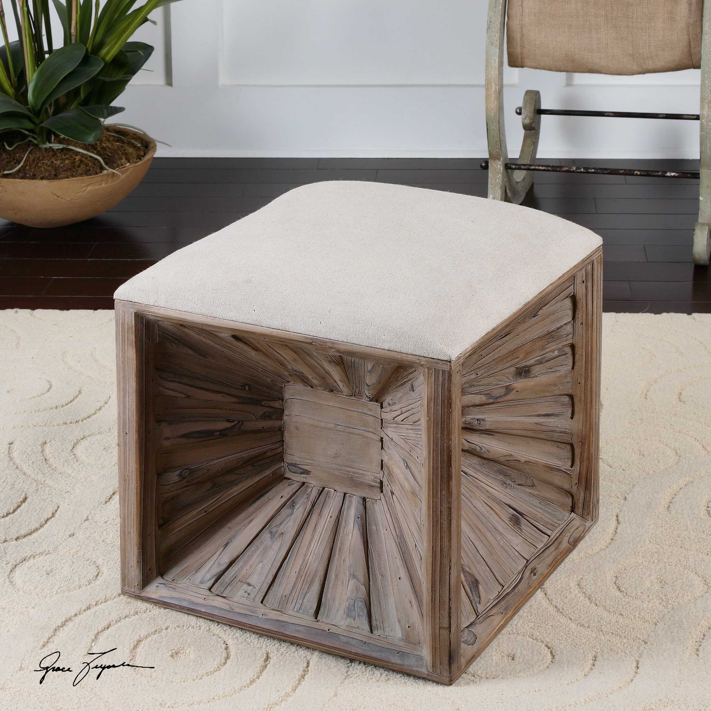 Uttermost Jia Wooden Ottoman UT23131