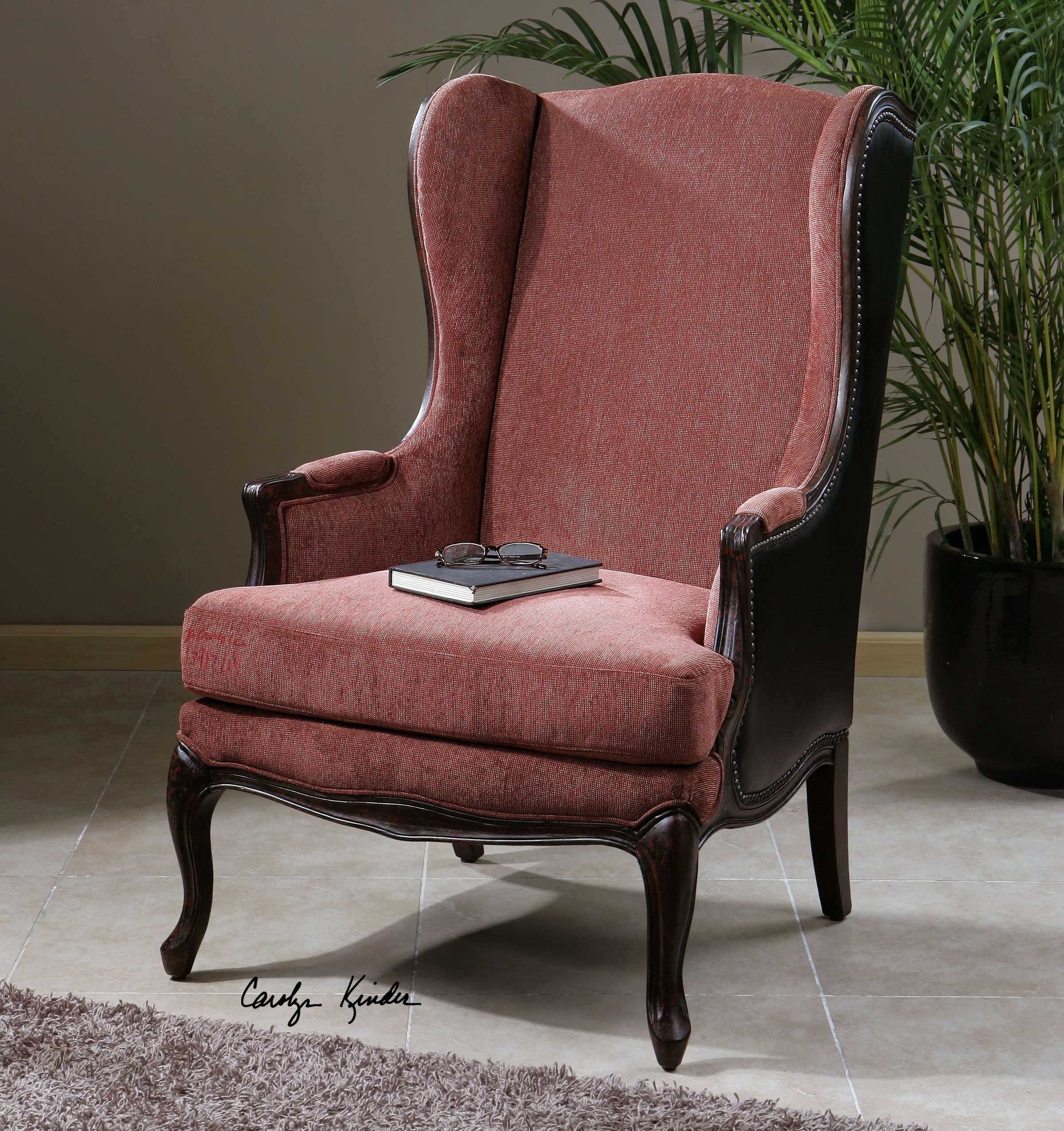 Uttermost Skipton Leather Wing Accent Chair 23153
