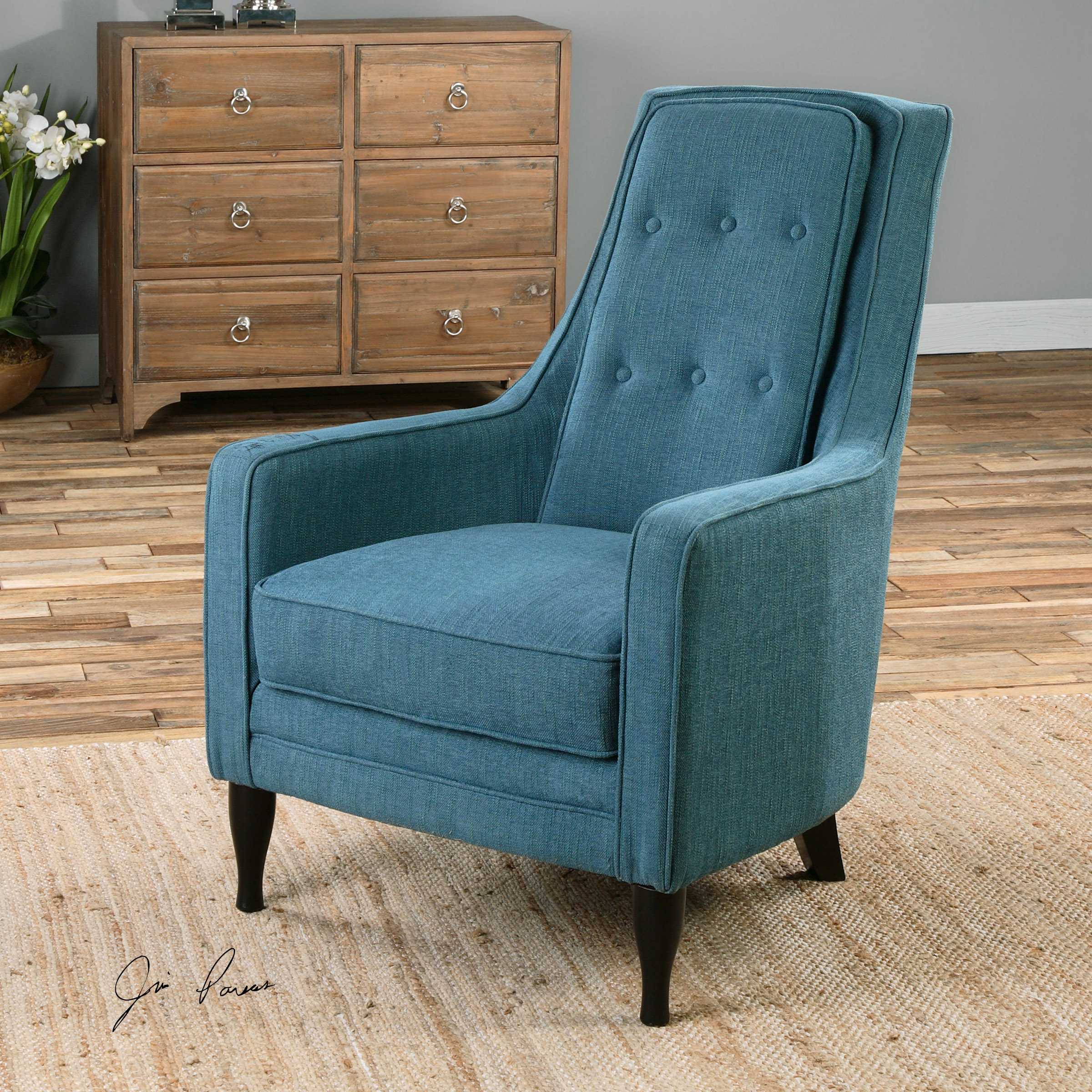 Uttermost Katana Peacock Blue Accent Chair UT23192