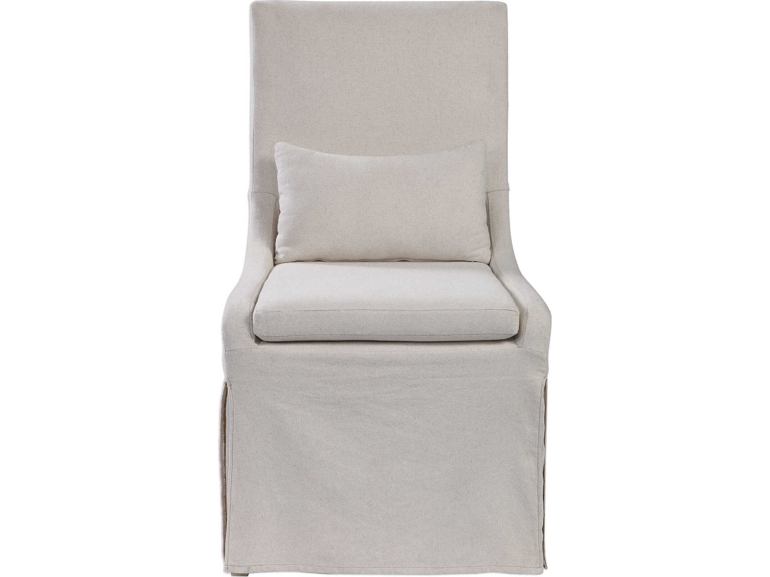 Uttermost Coley Birch Wood White Fabric Upholstered Side Dining Chair