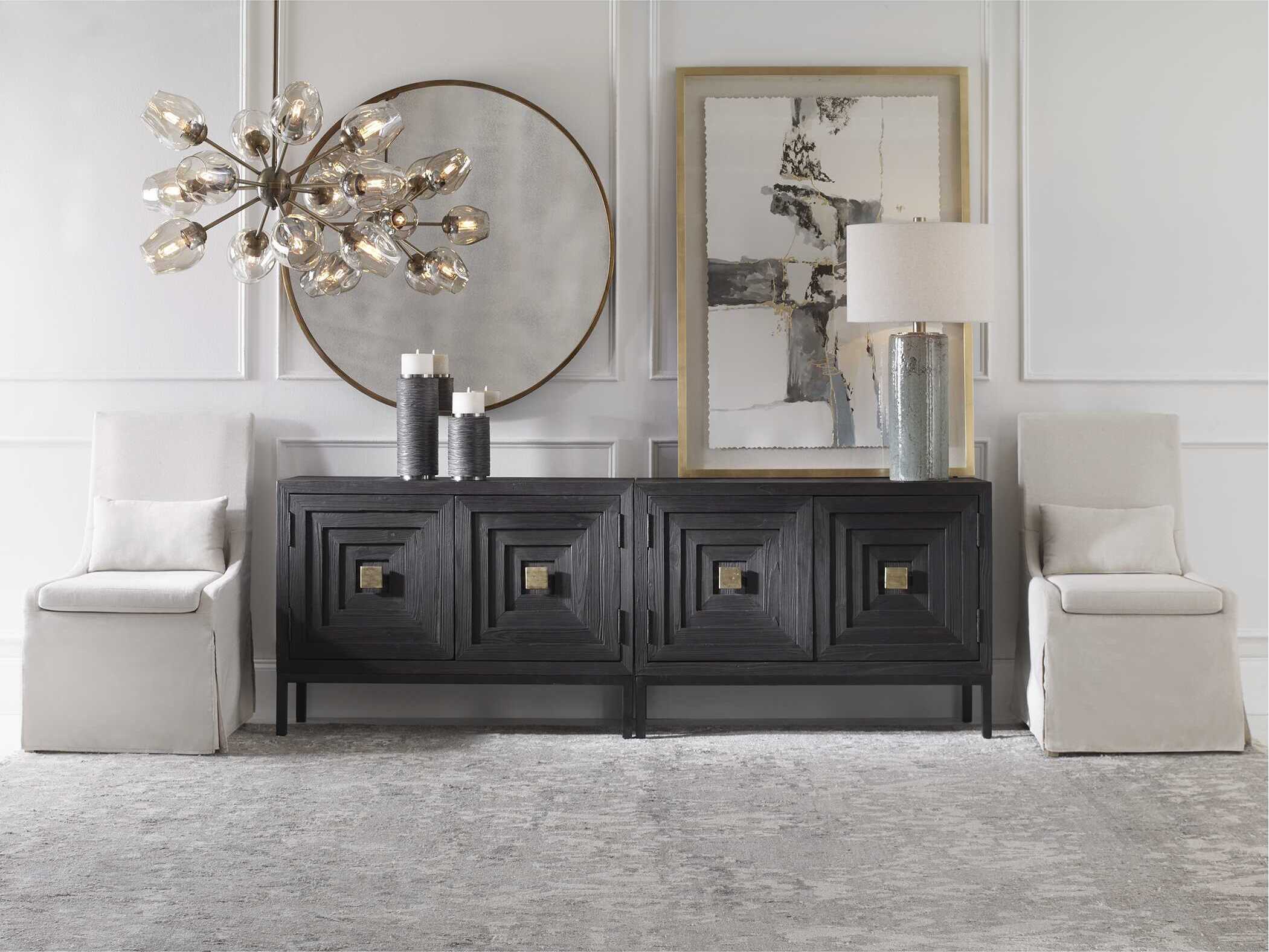 Uttermost Coley Birch Wood White Fabric Upholstered Side Dining Chair