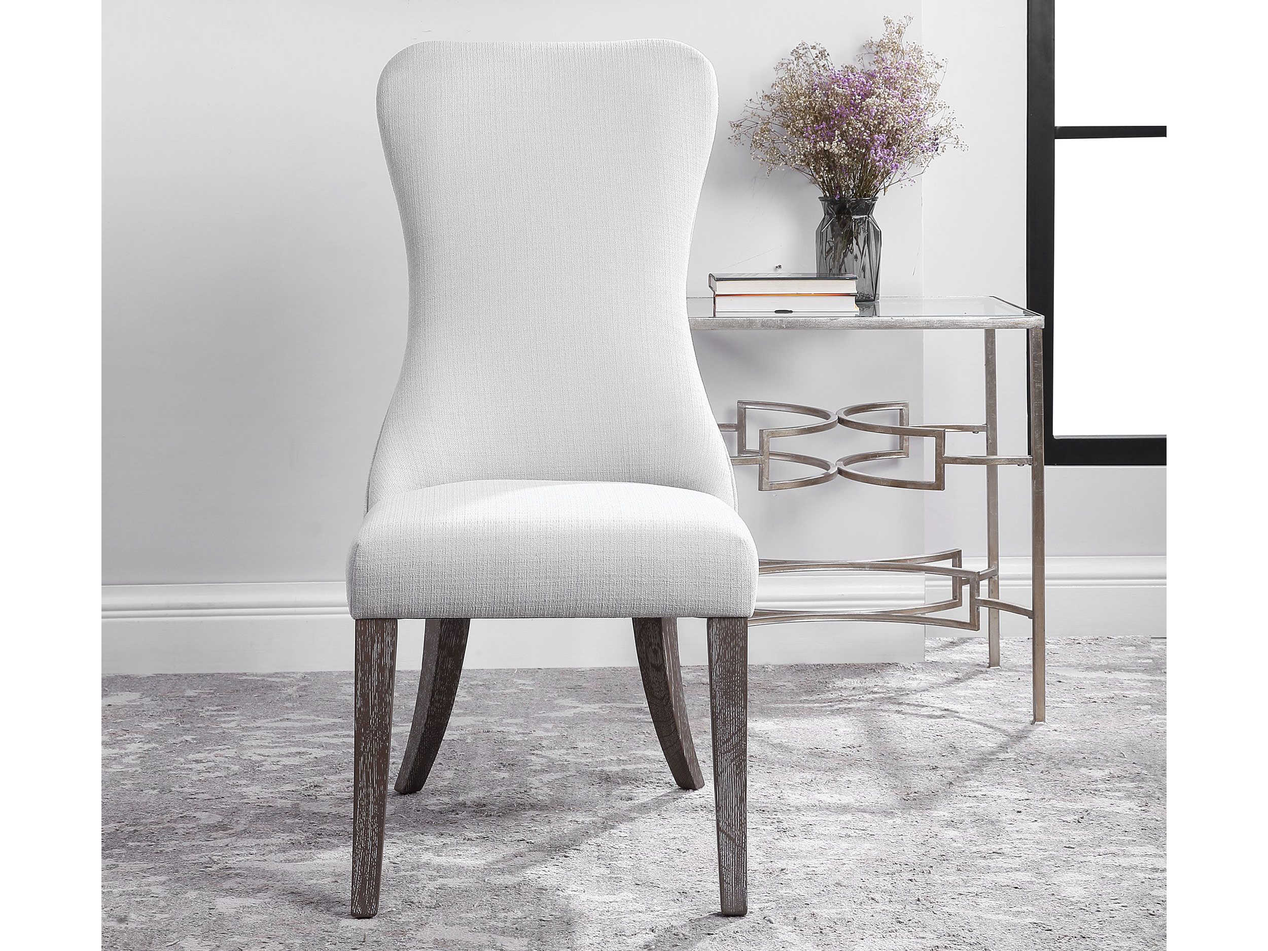 Uttermost Caledonia Light Gray Wash / Dark Walnut Side Dining Chair