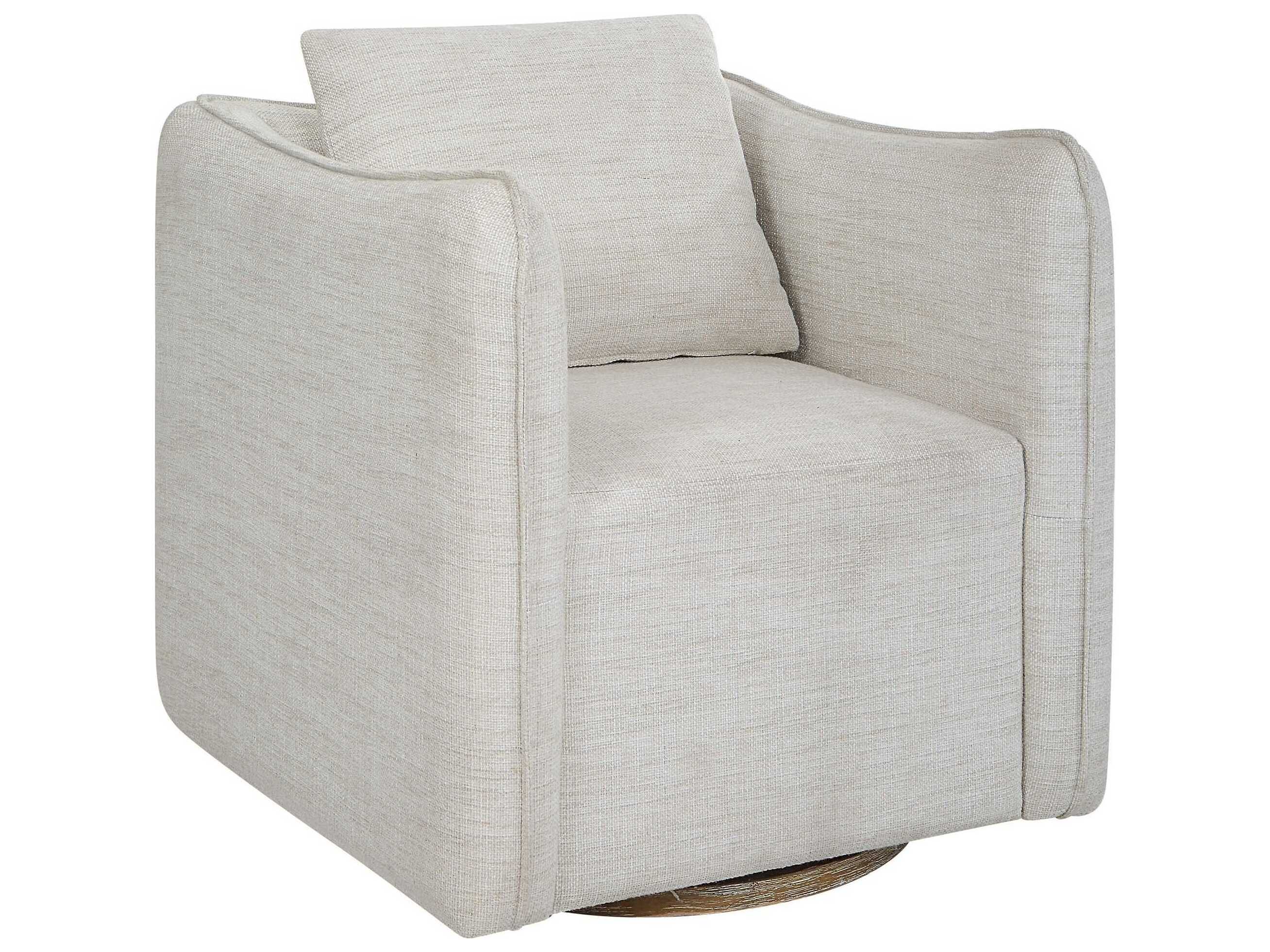 Uttermost Corben Swivel White Fabric Accent Chair UT23729