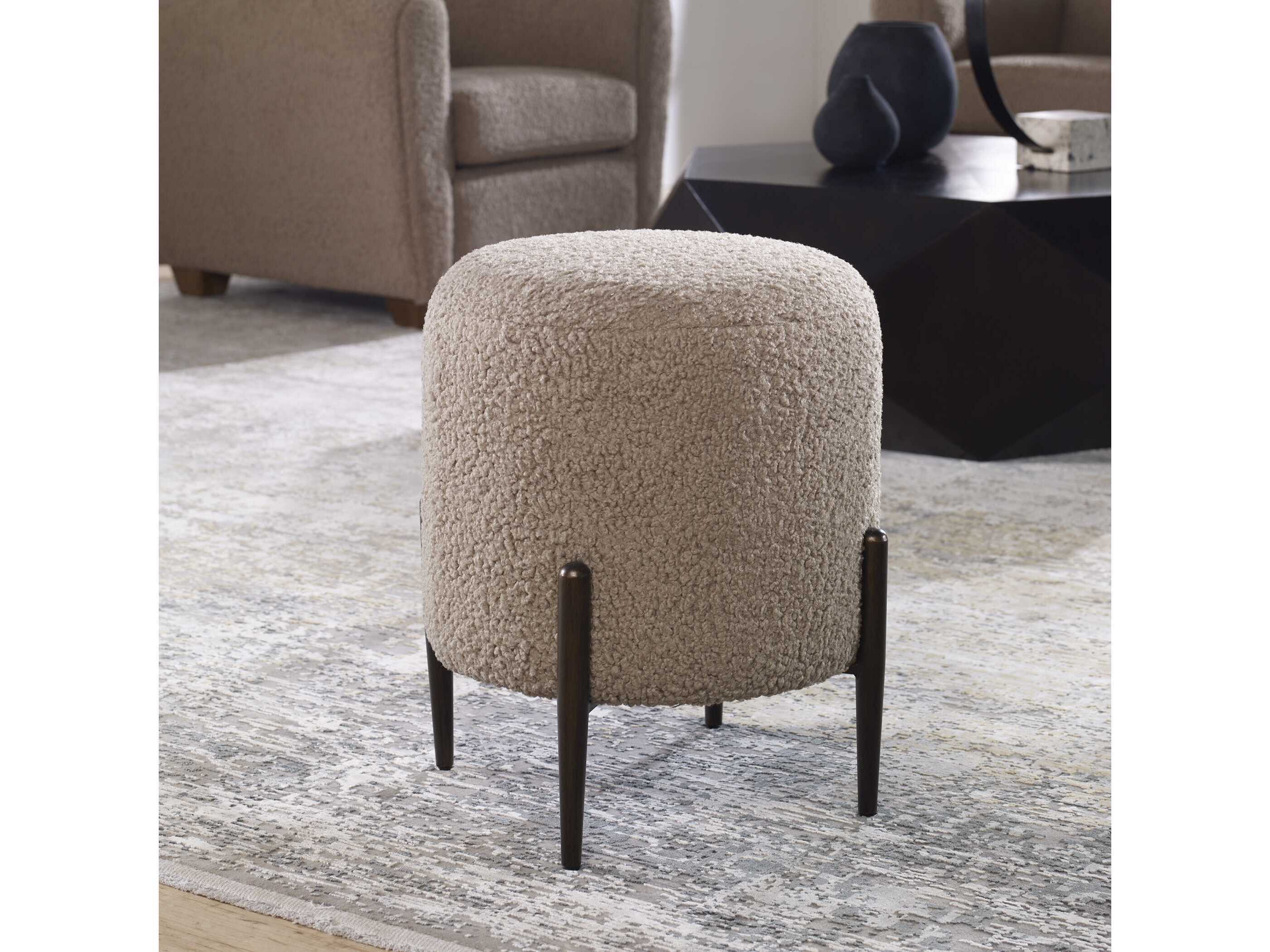 Uttermost Avila 14" Latte Brown Upholstered Ottoman UT23744