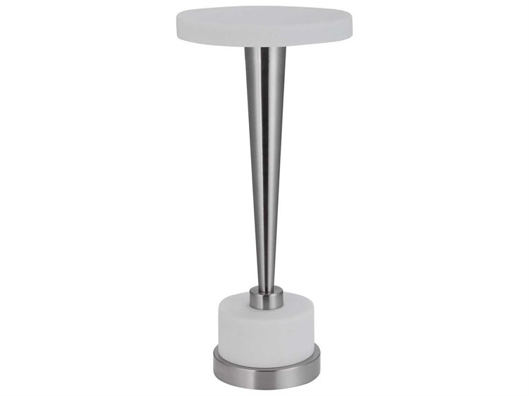 Uttermost Masika 10" Round White Marble Brushed Nickel End Table UT24956