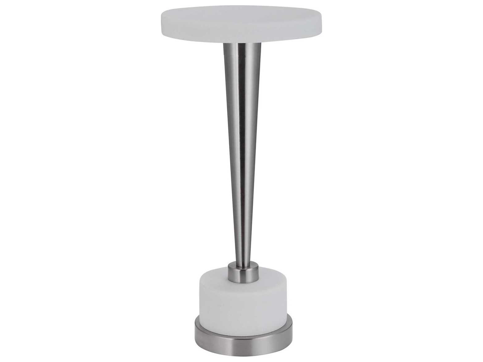 Uttermost Masika 10" Round White Marble Brushed Nickel End Table UT24956