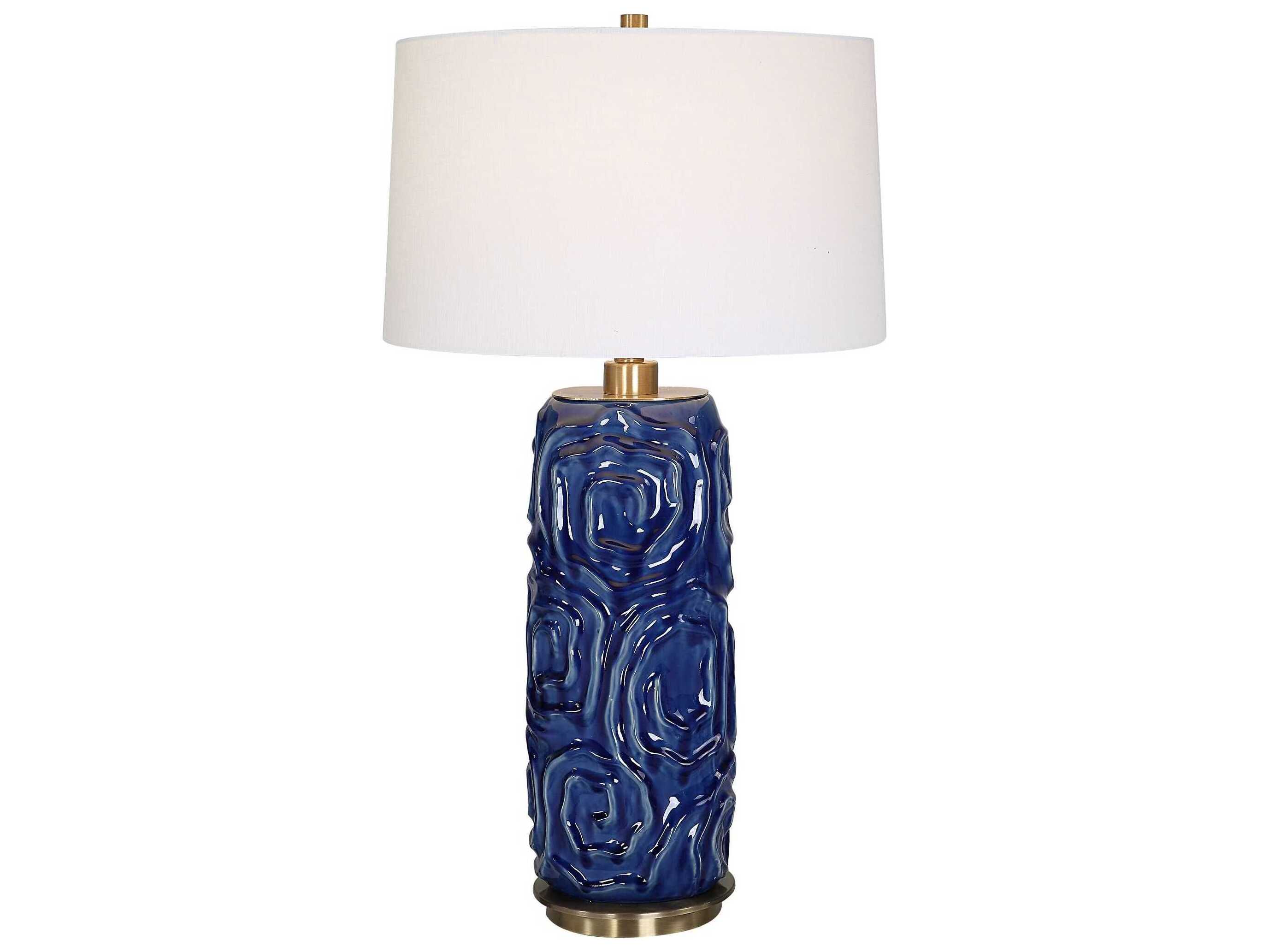 Uttermost Zade Distressed Blue Round Hardback Buffet Lamp UT302211