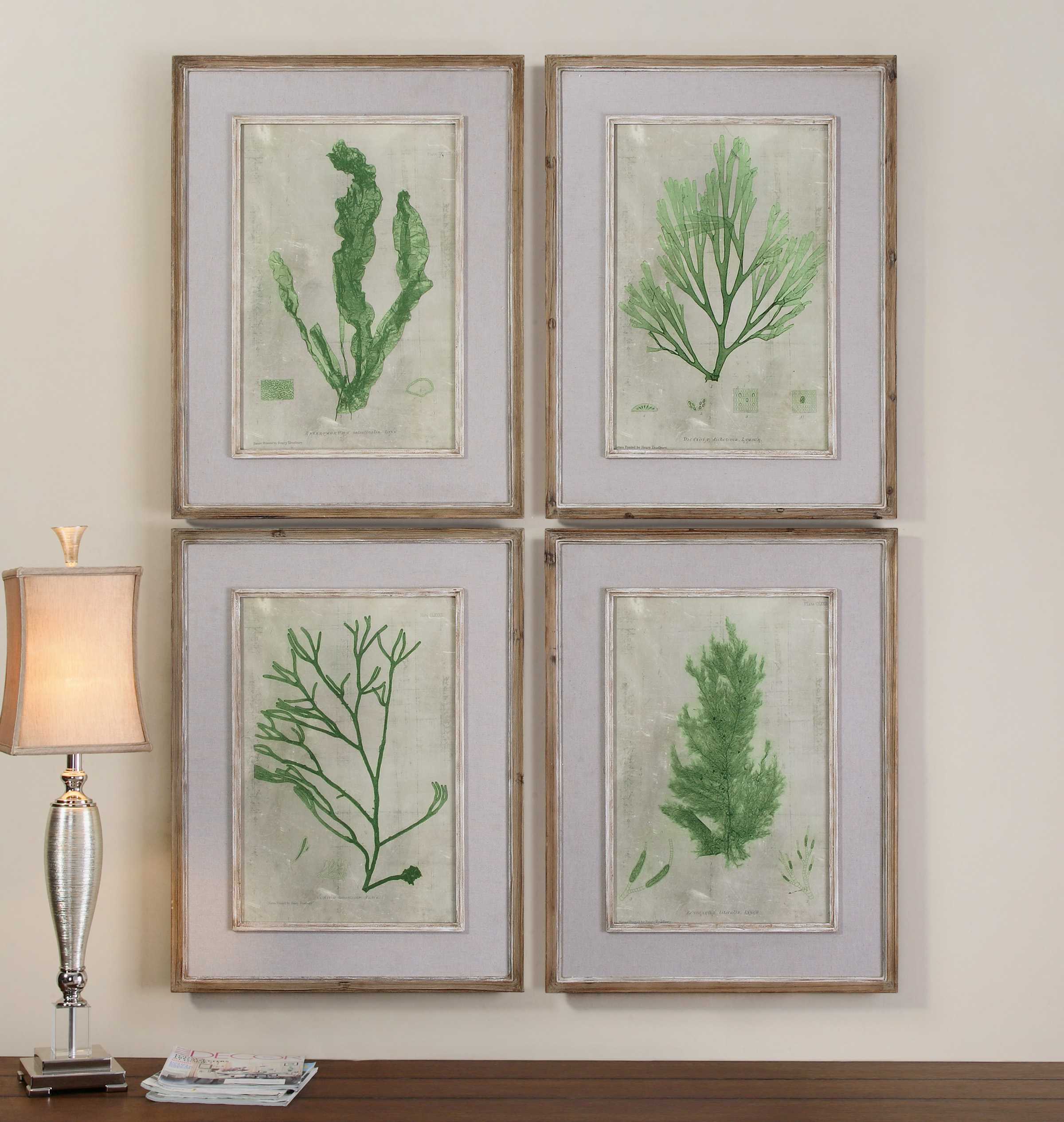 Uttermost Emerald Seaweed Framed Wall Art (4 Piece Set) UT51092