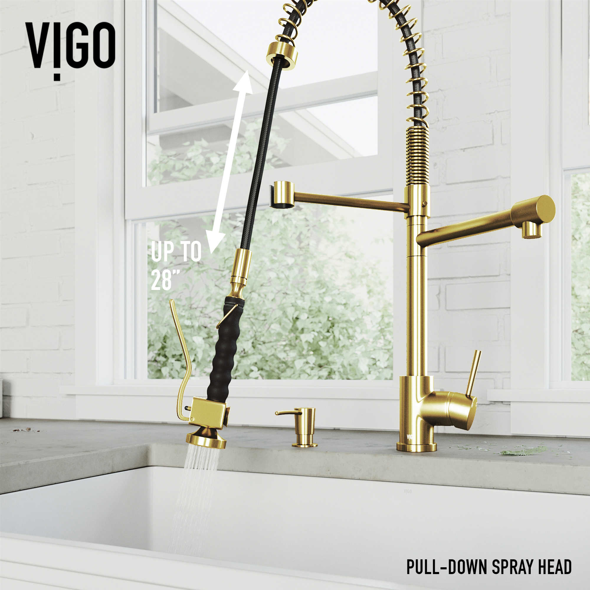Vigo Zurich Matte Brushed Gold 1Handle PullDown Spray Kitchen Faucet