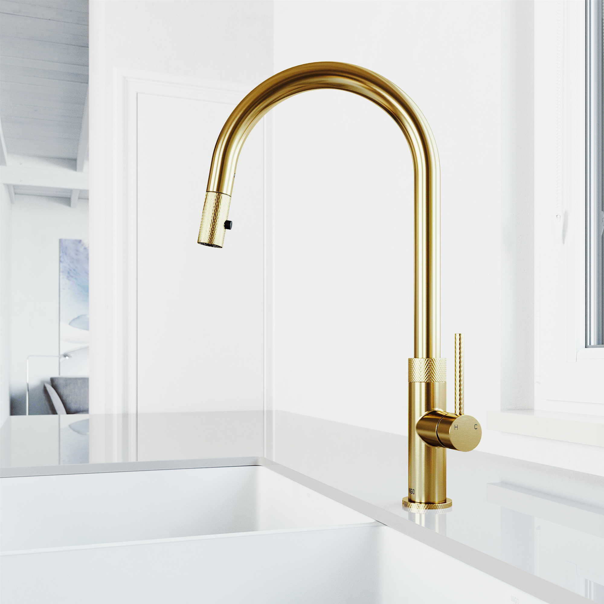 Vigo Bristol Matte Brushed Gold PullDown Kitchen Faucet VIVG02033MG
