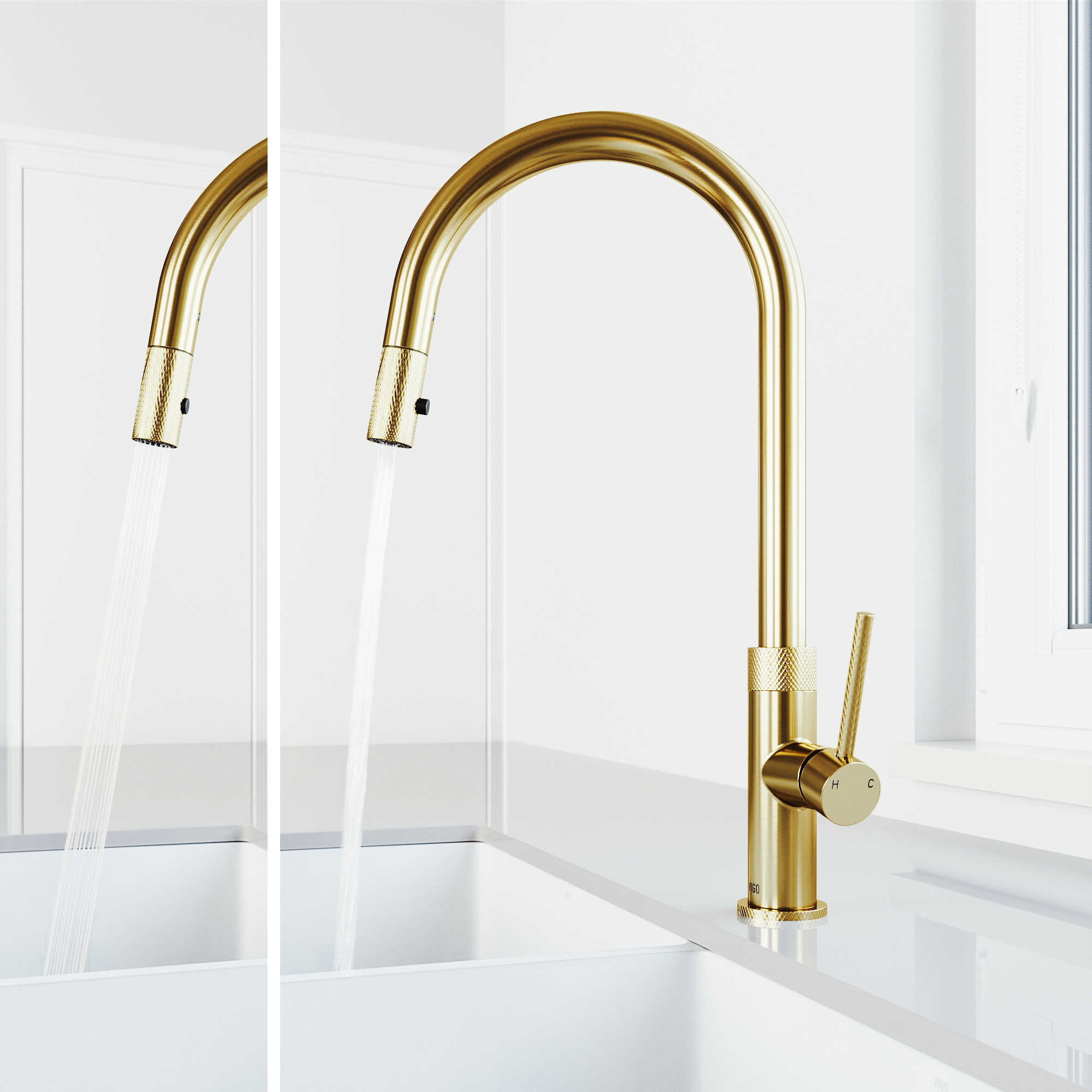 Vigo Bristol Matte Brushed Gold PullDown Kitchen Faucet VIVG02033MG