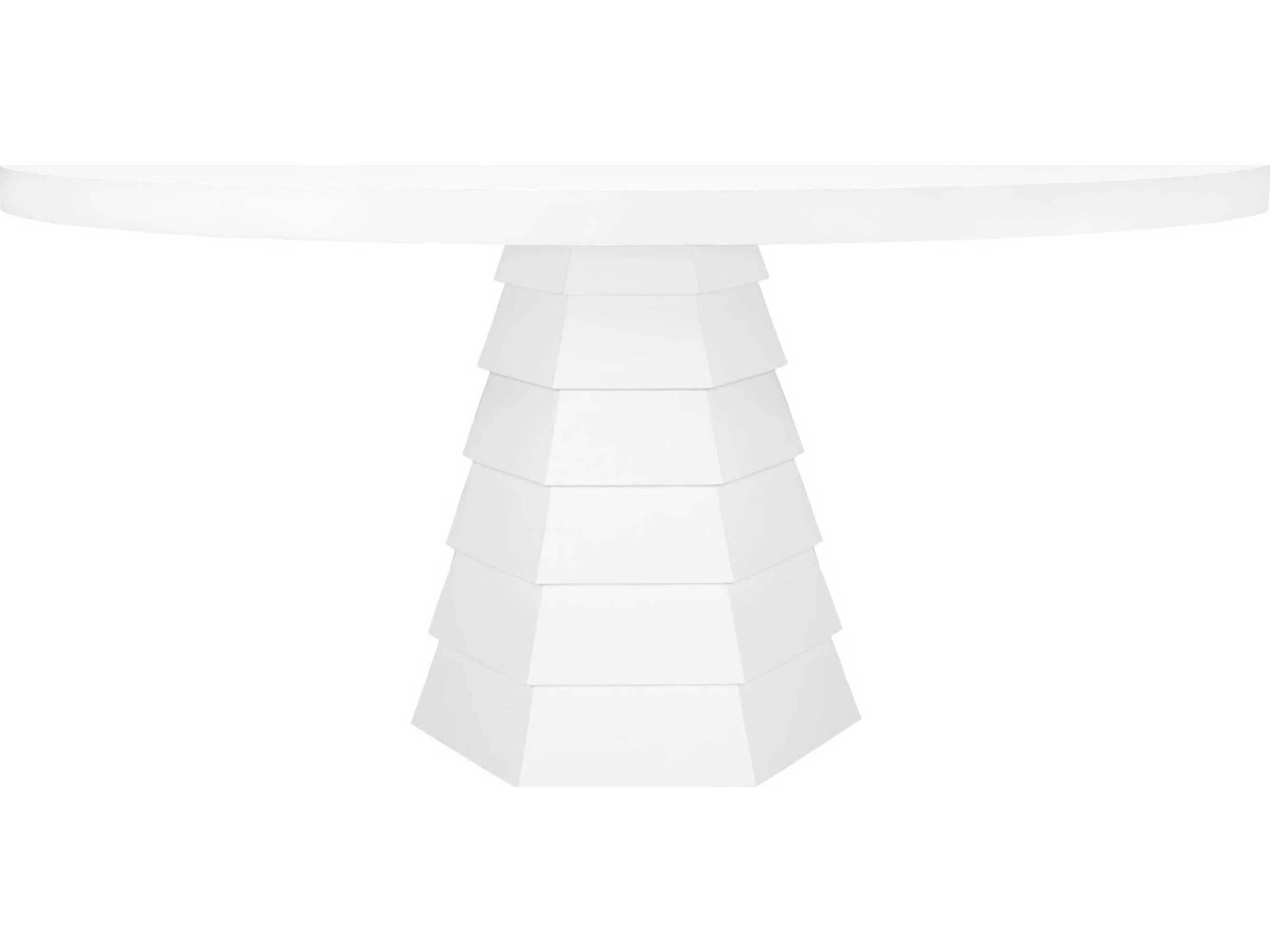 Worlds Away 60" Round Wood Matte White Lacquer Dining Table WAHUGOWH