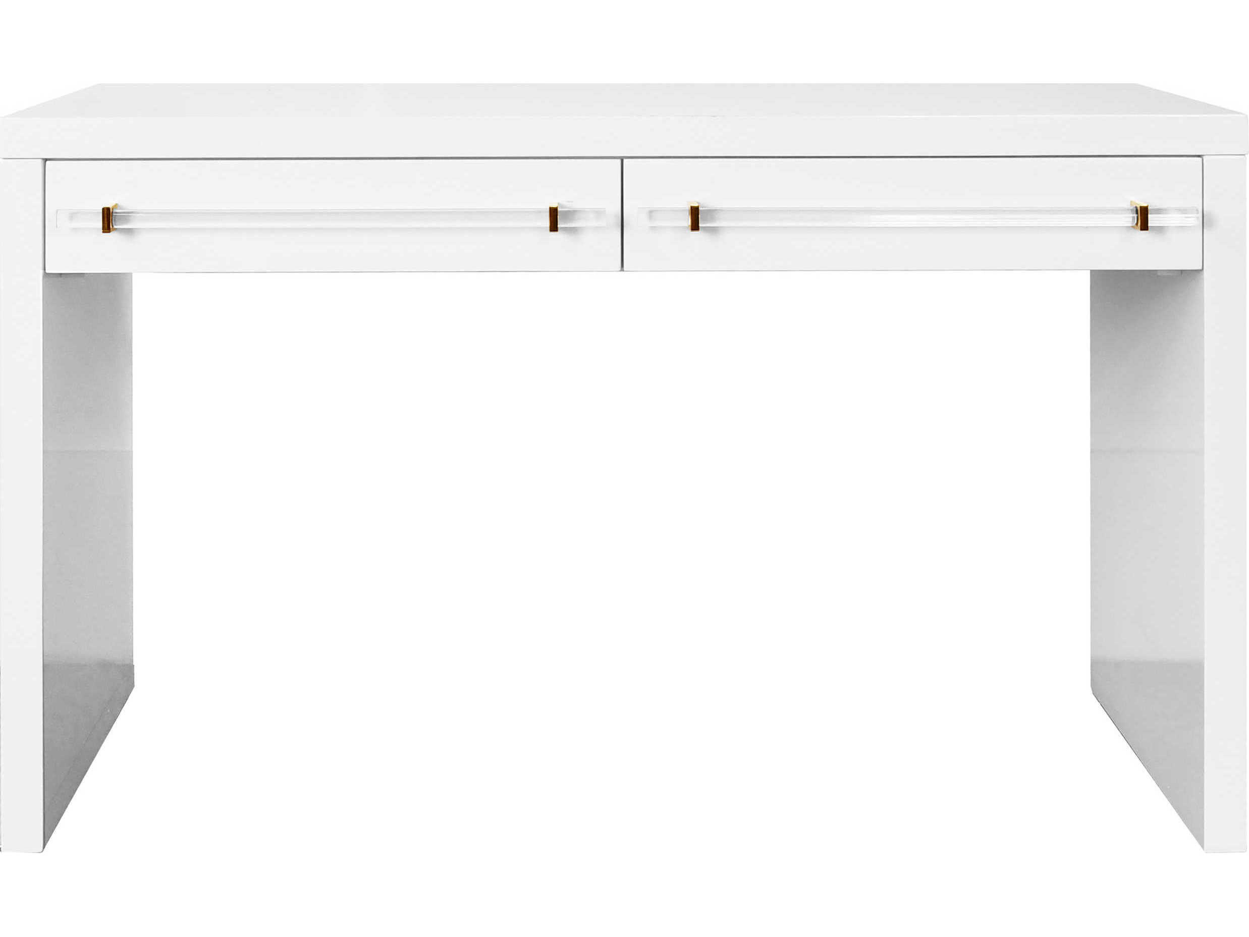 Worlds Away 50" Glossy White Lacquer Hardwood Secretary Desk WARALPHWH