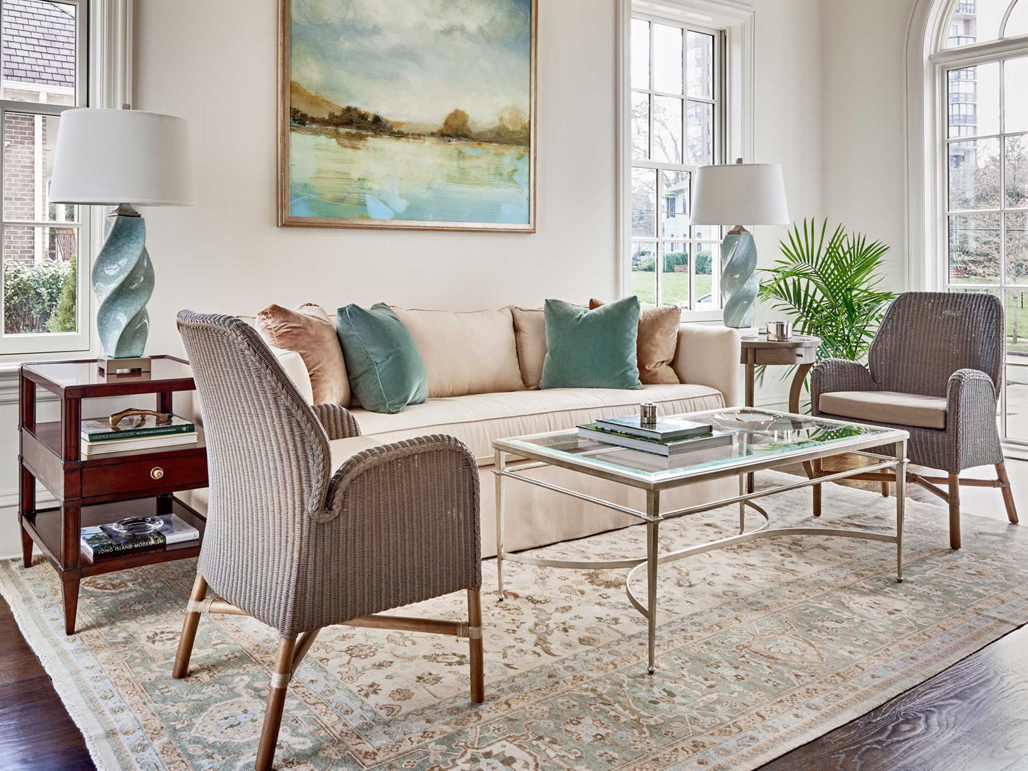 Woodbridge Madeline 48" Rectangular Glass Silver Leaf Antique Patina