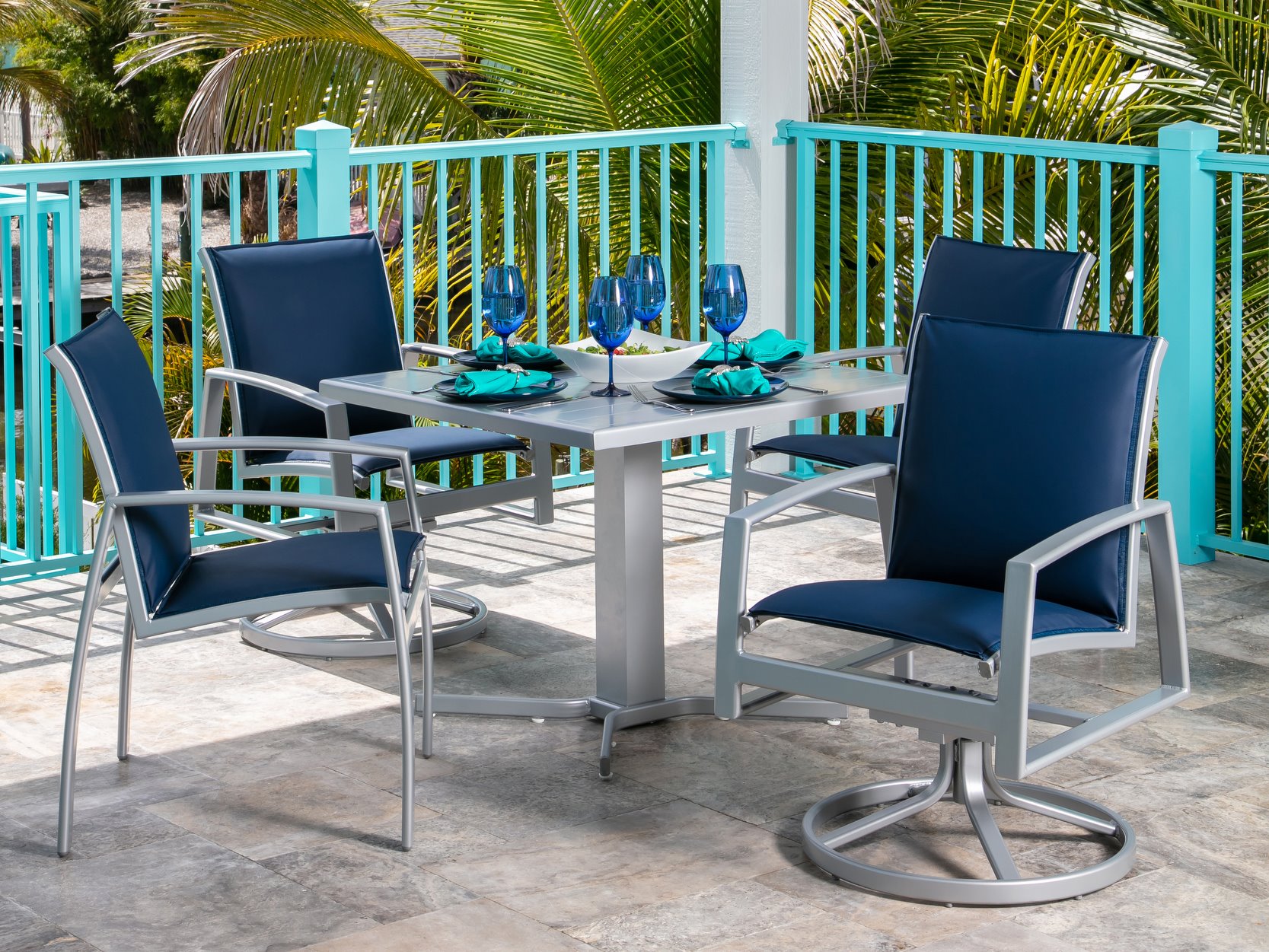 Windward Design Group Metro Sling Aluminum Outdoor Dining Set