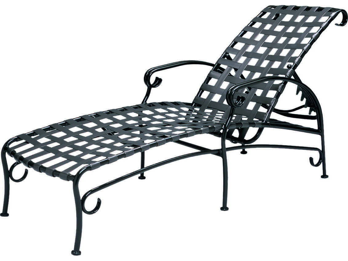 Woodard Ramsgate Strap Aluminum Adjustable Outdoor Chaise Lounge with