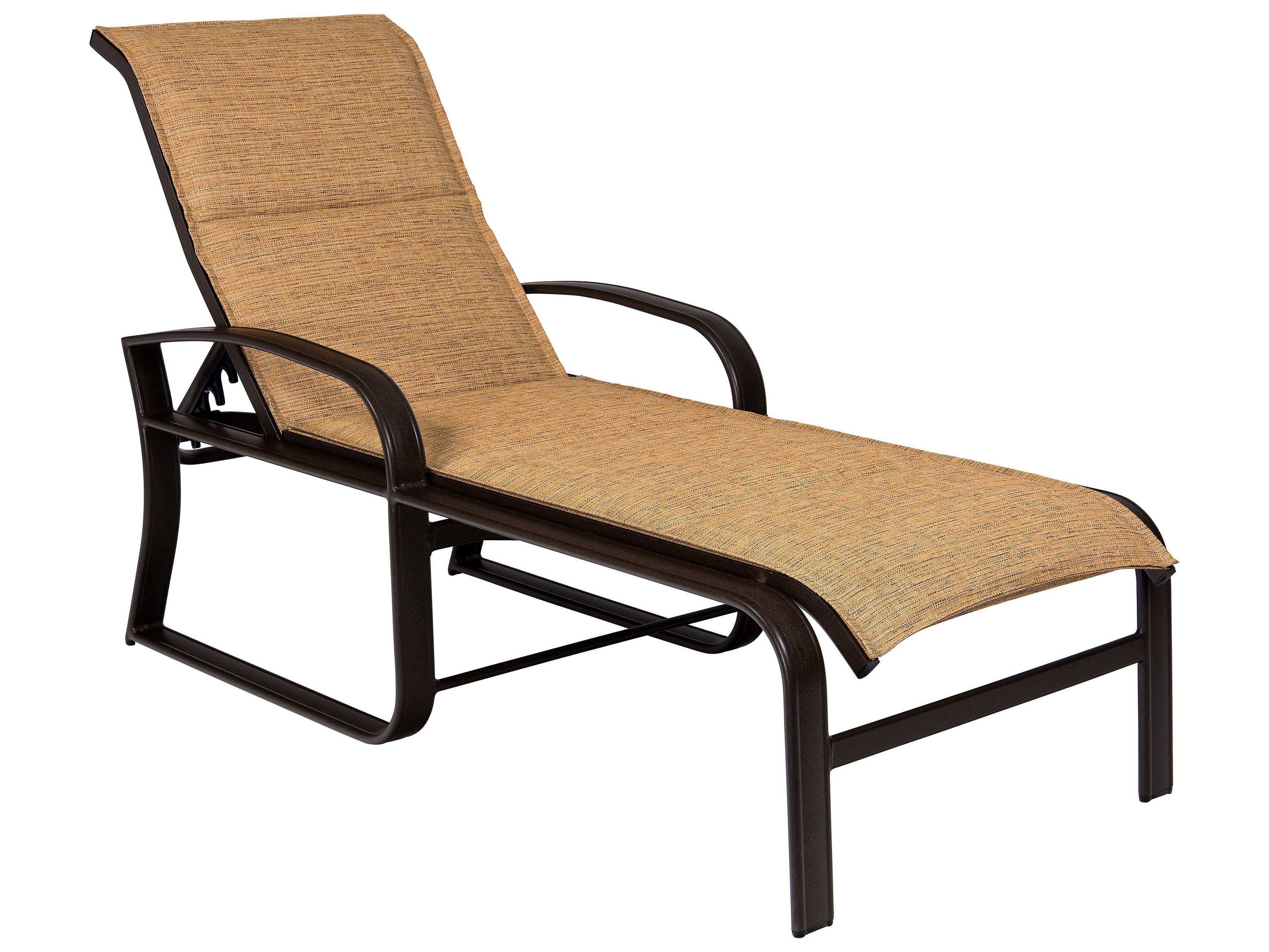 Woodard Cayman Isle Padded Sling Aluminum Adjustable Chaise Lounge 2FH570