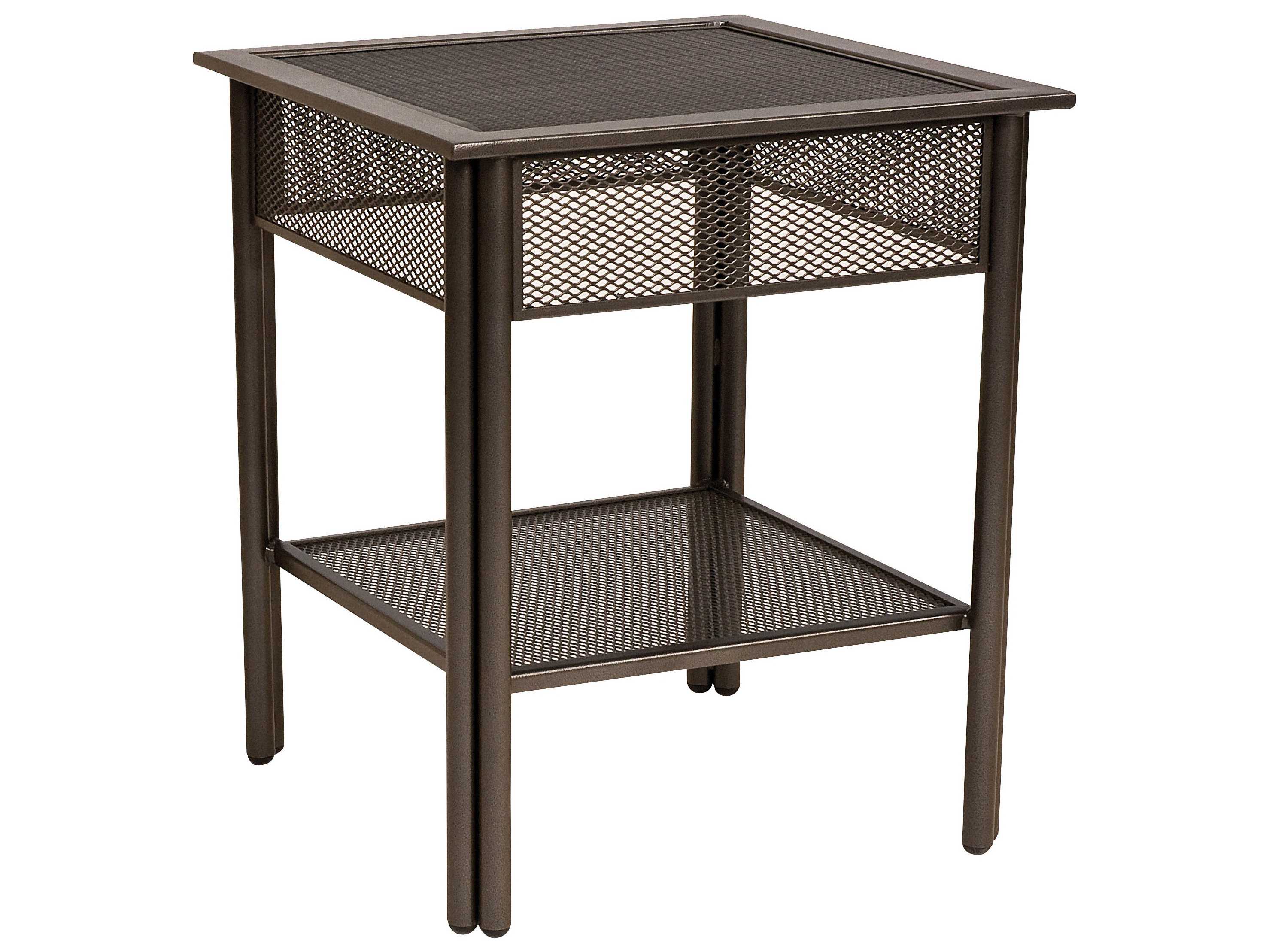Woodard Jax Wrought Iron 20.8 Square MicroMesh Top End Table 2J0033MM