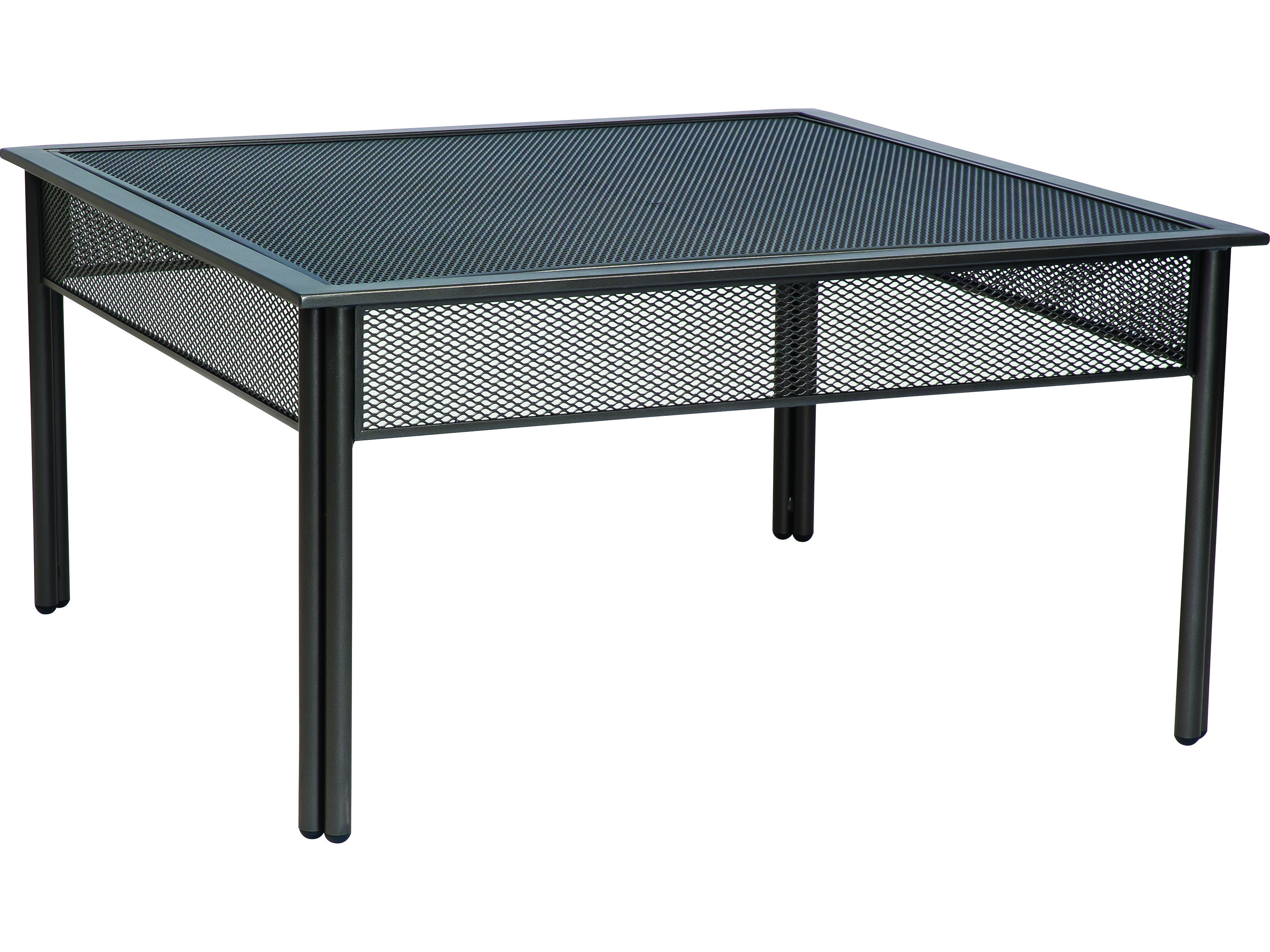 Woodard Jax Wrought Iron Square Micro Mesh Top Outdoor Coffee Table