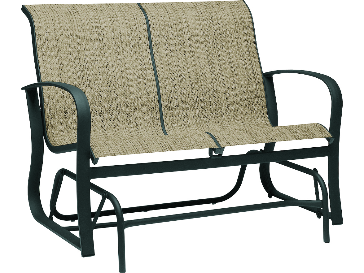 Woodard Fremont Sling Aluminum Glider Outdoor Patio Loveseat WR2P0473