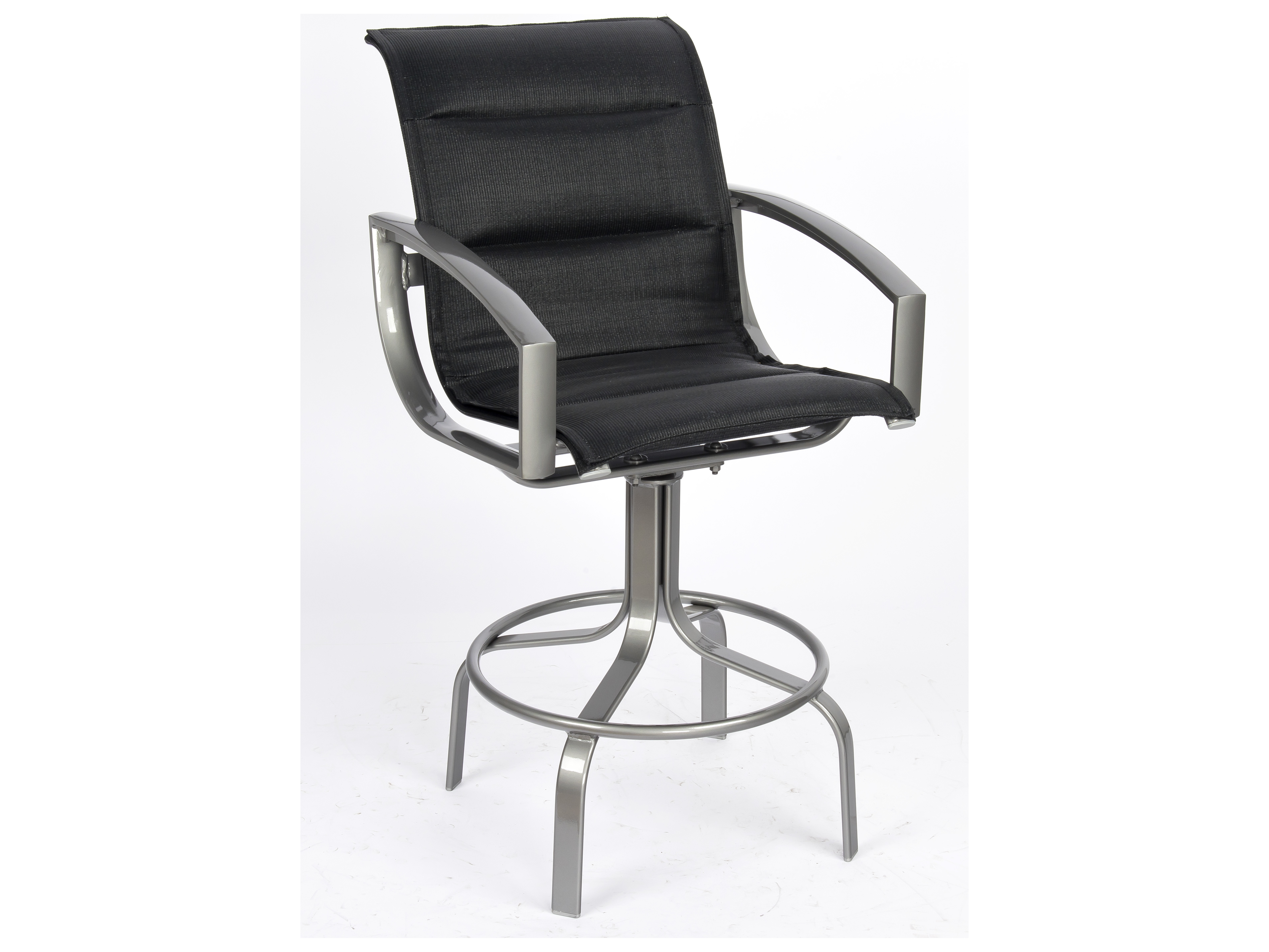 Woodard Metropolis Padded Sling Aluminum Swivel Outdoor Bar Stool