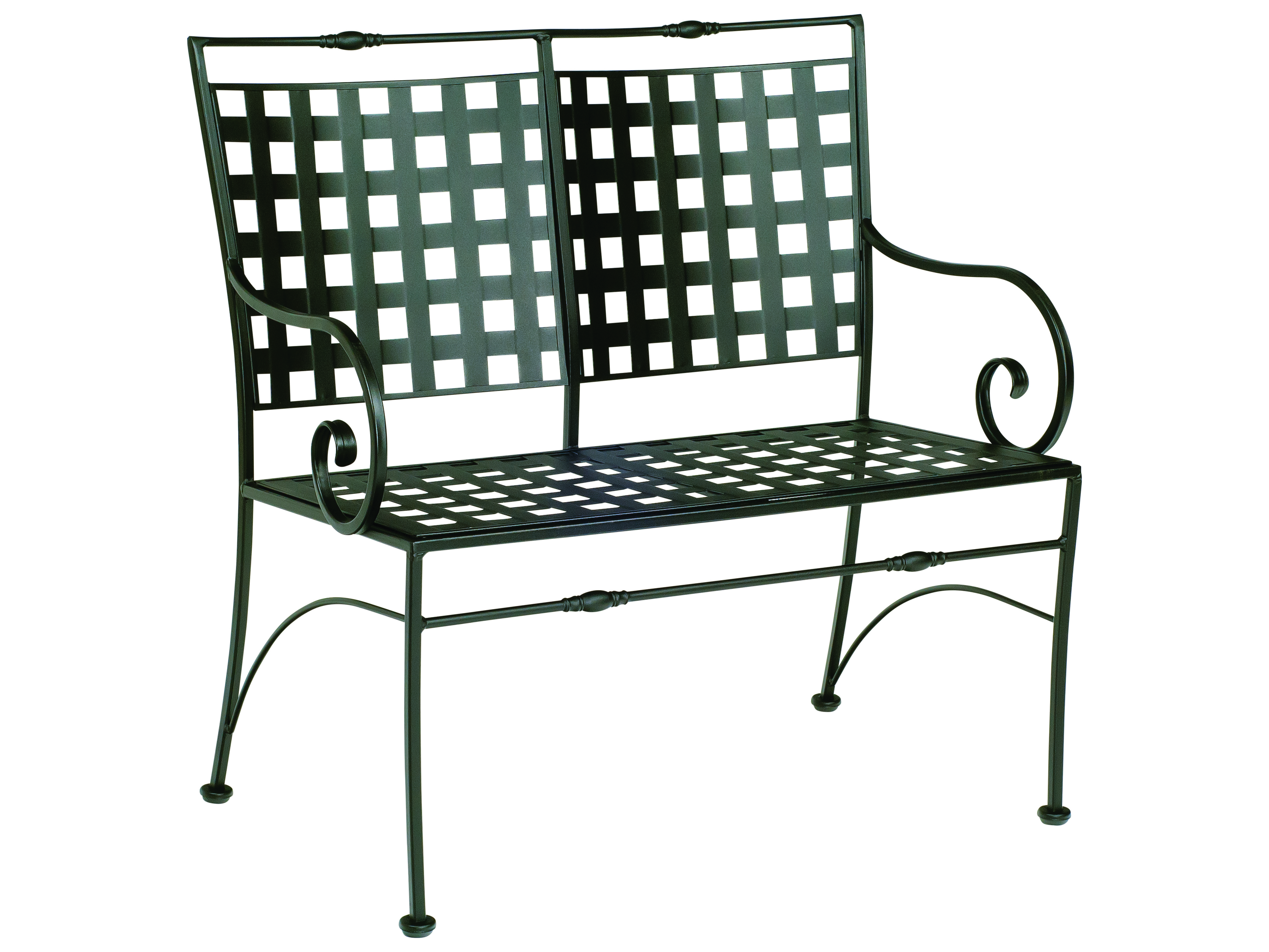 Woodard Sheffield Wrought Iron Patio Bench with Cushion WR3C0004ST