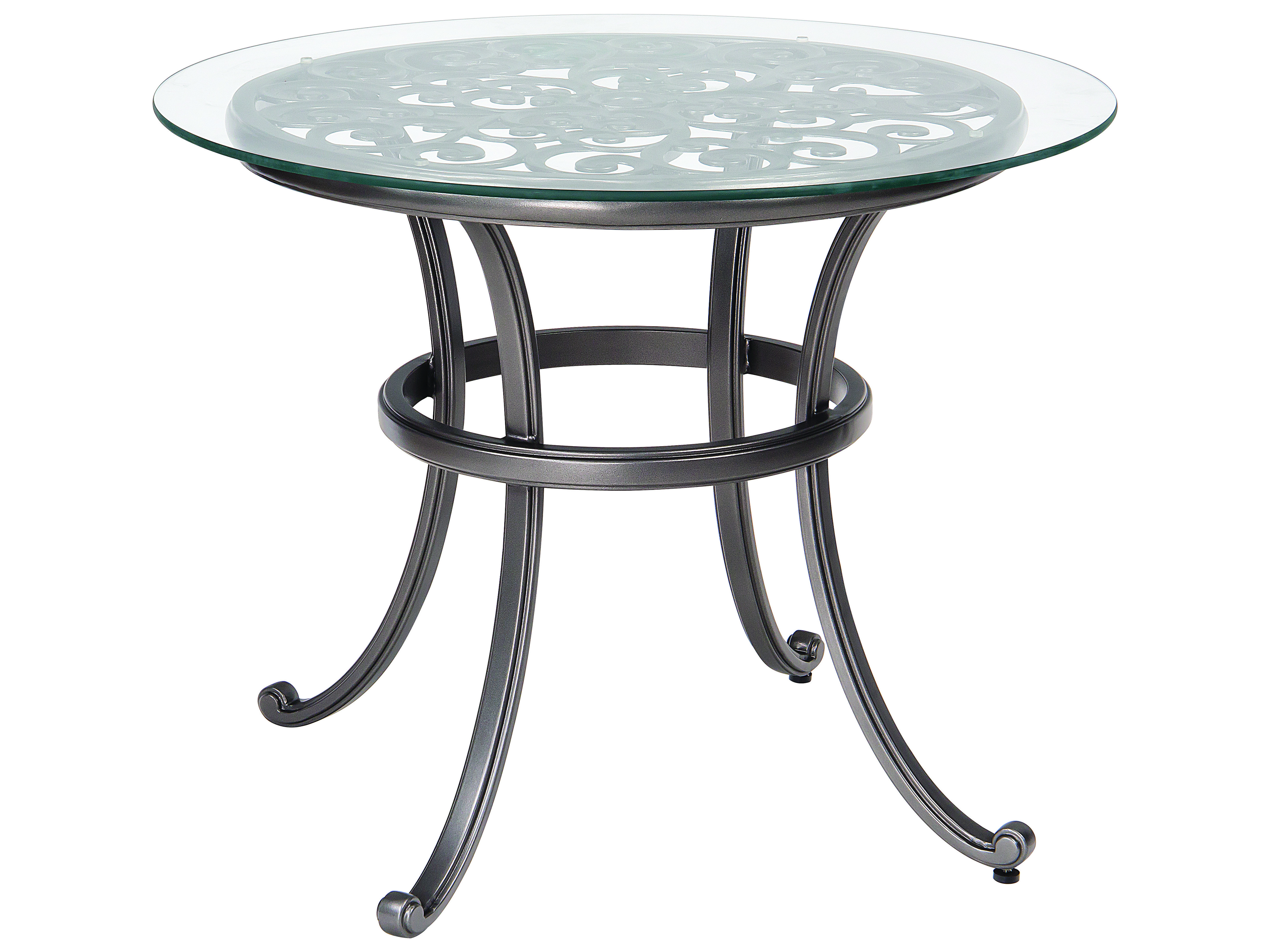 Woodard New Orleans Cast Aluminum 36 Round Glass Top Bistro Table 3W0437