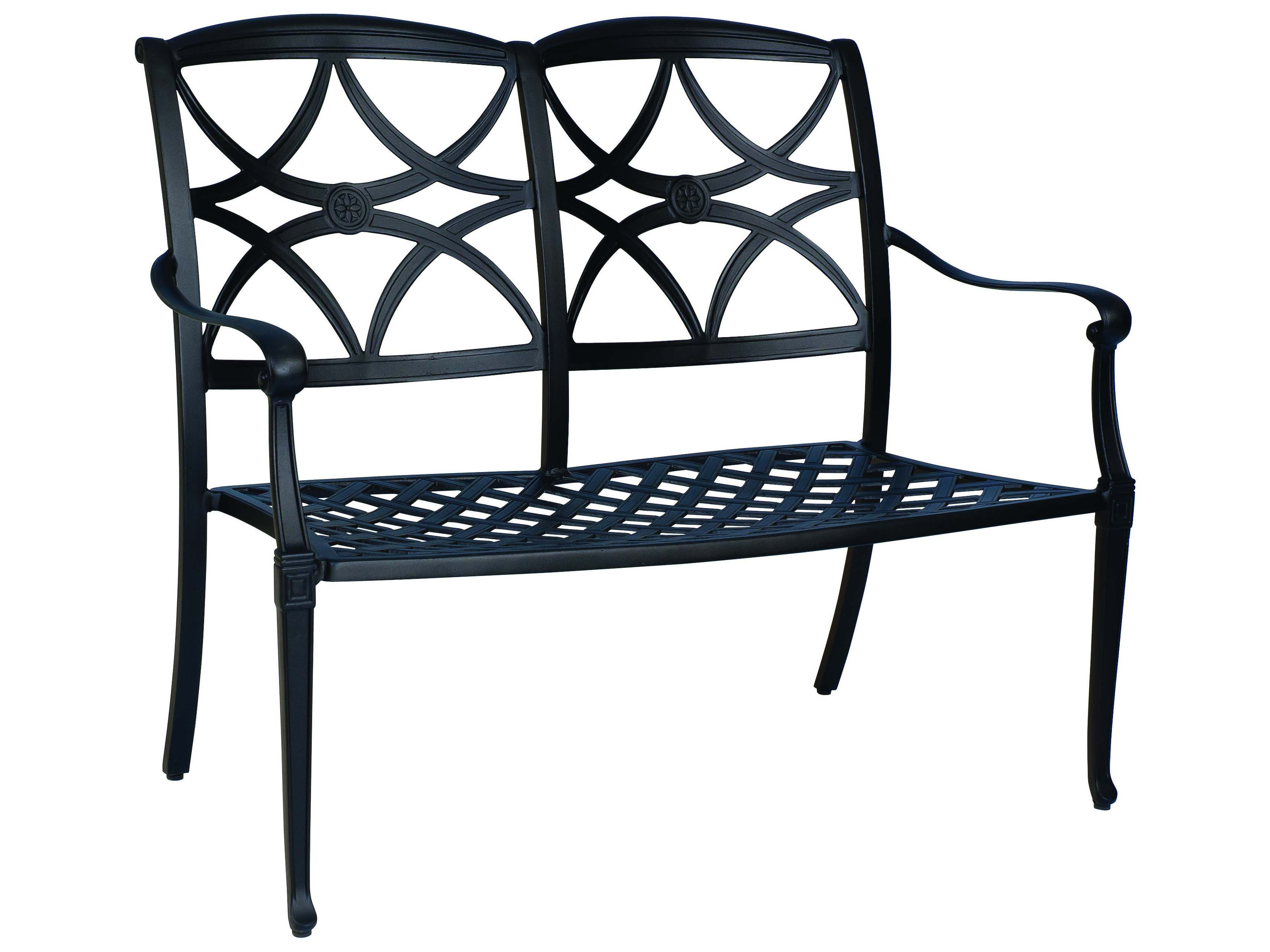 Woodard Wiltshire Cast Aluminum Outdoor Bench with Cushion WR4Q0414ST